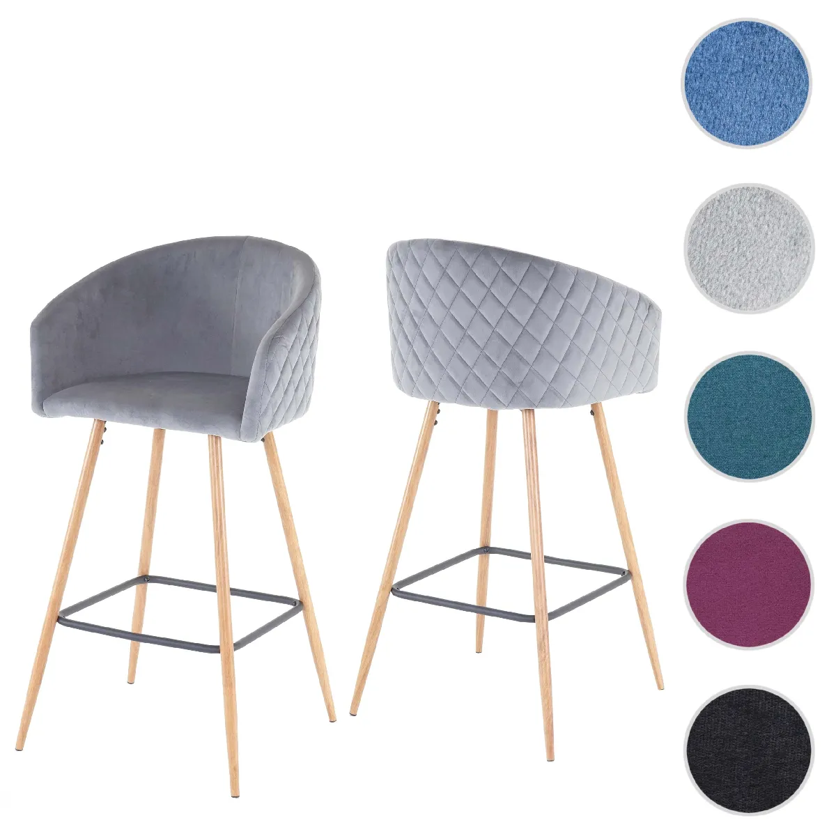 Mendler Gris Tabourets De Bar Velours