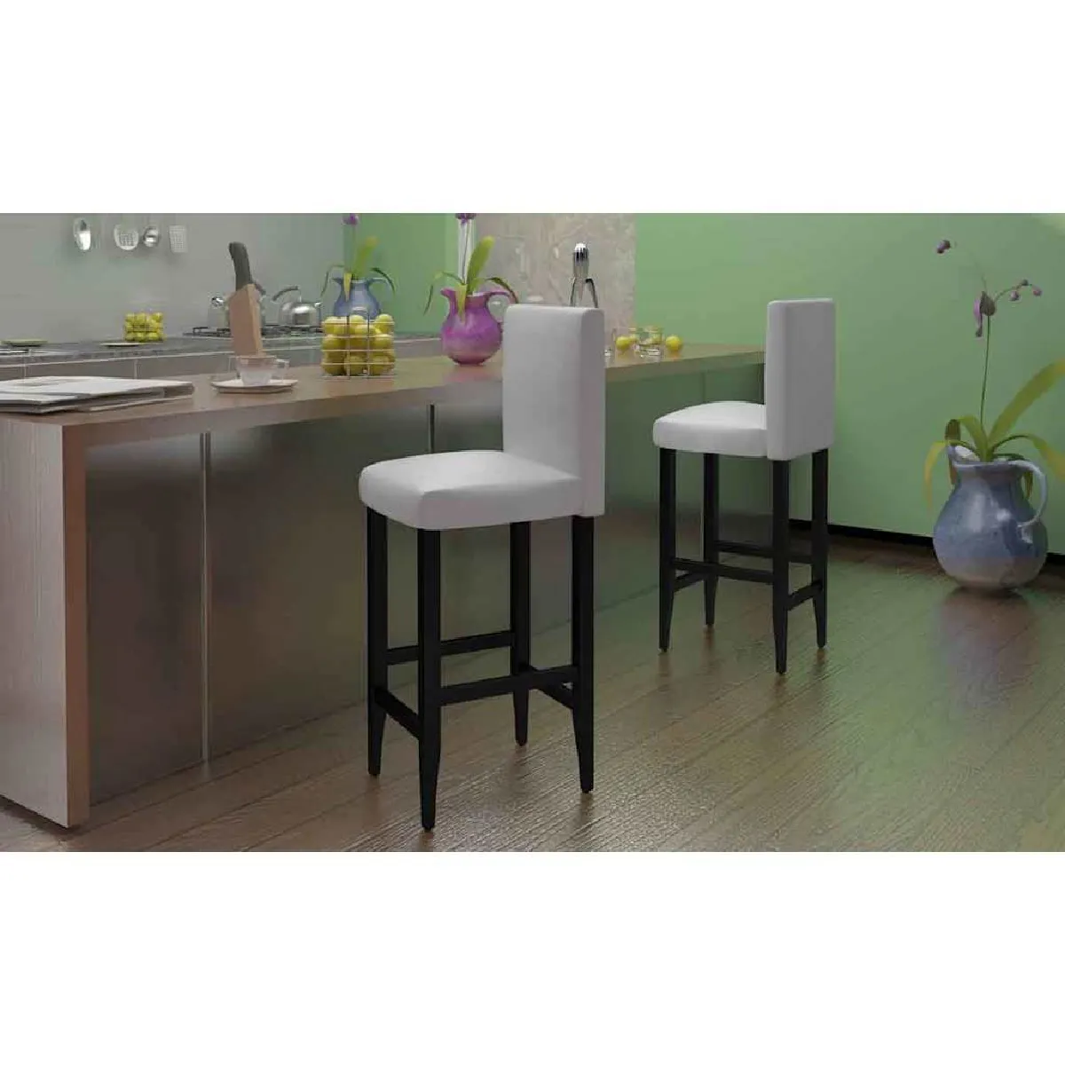 Vidaxl Blanc Tabouret De Bar Similicuir, Lot De 6