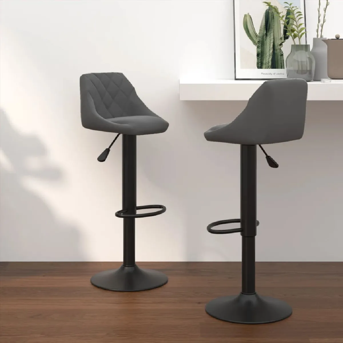 Vidaxl Gris Tabourets De Bar - Foncé (Lot De 2)
