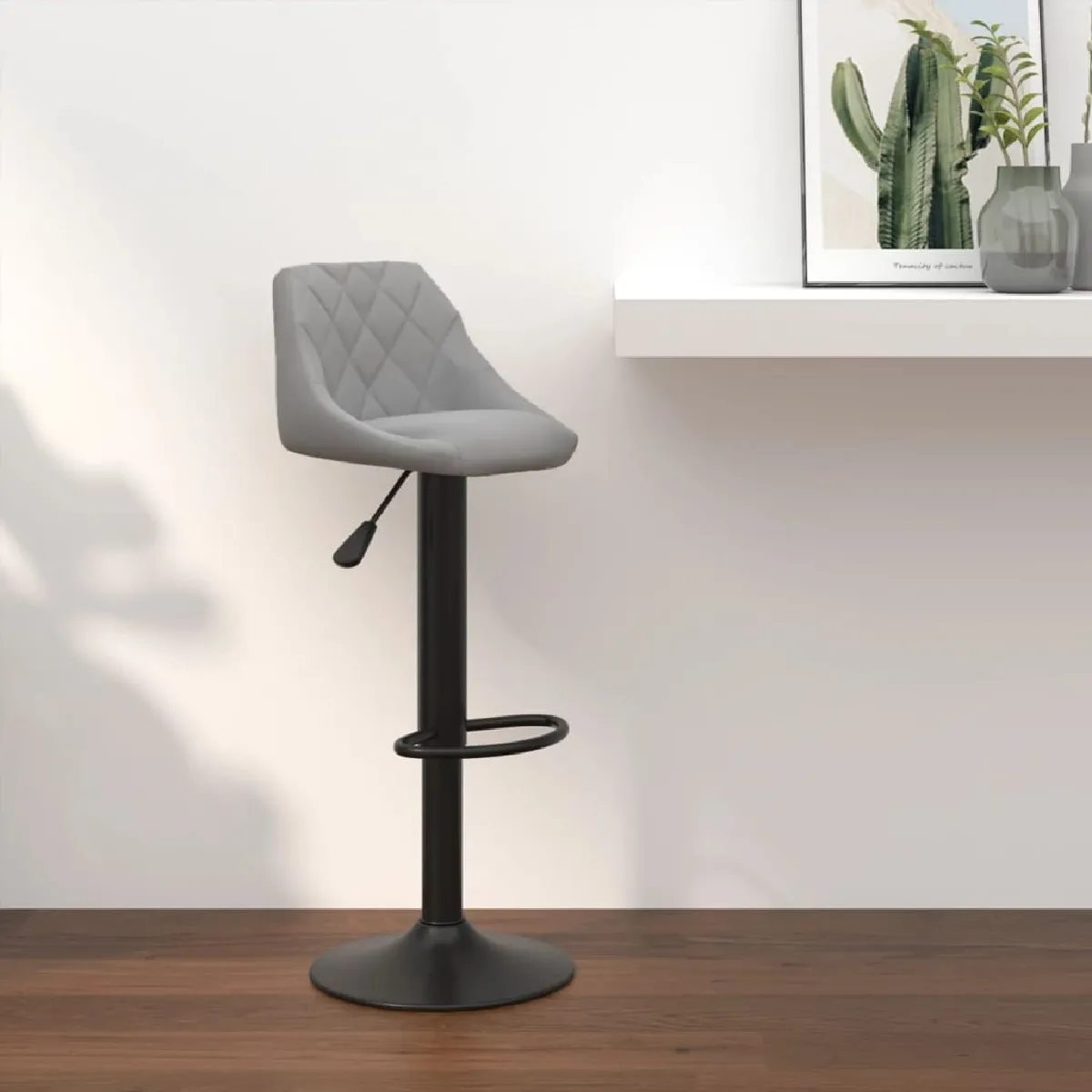 vidaXL - Tabouret de bar - Velours - Gris clair - Image 3