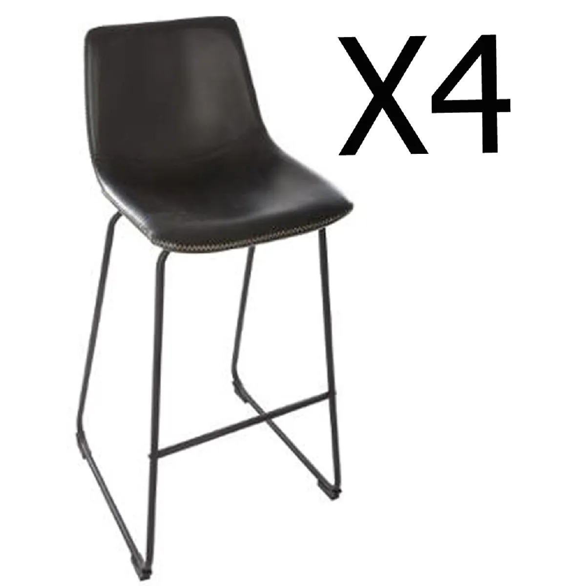 Pegane Lot de 4 tabourets de bar - Noir Pegane Lot de 4 tabourets de bar - Noir