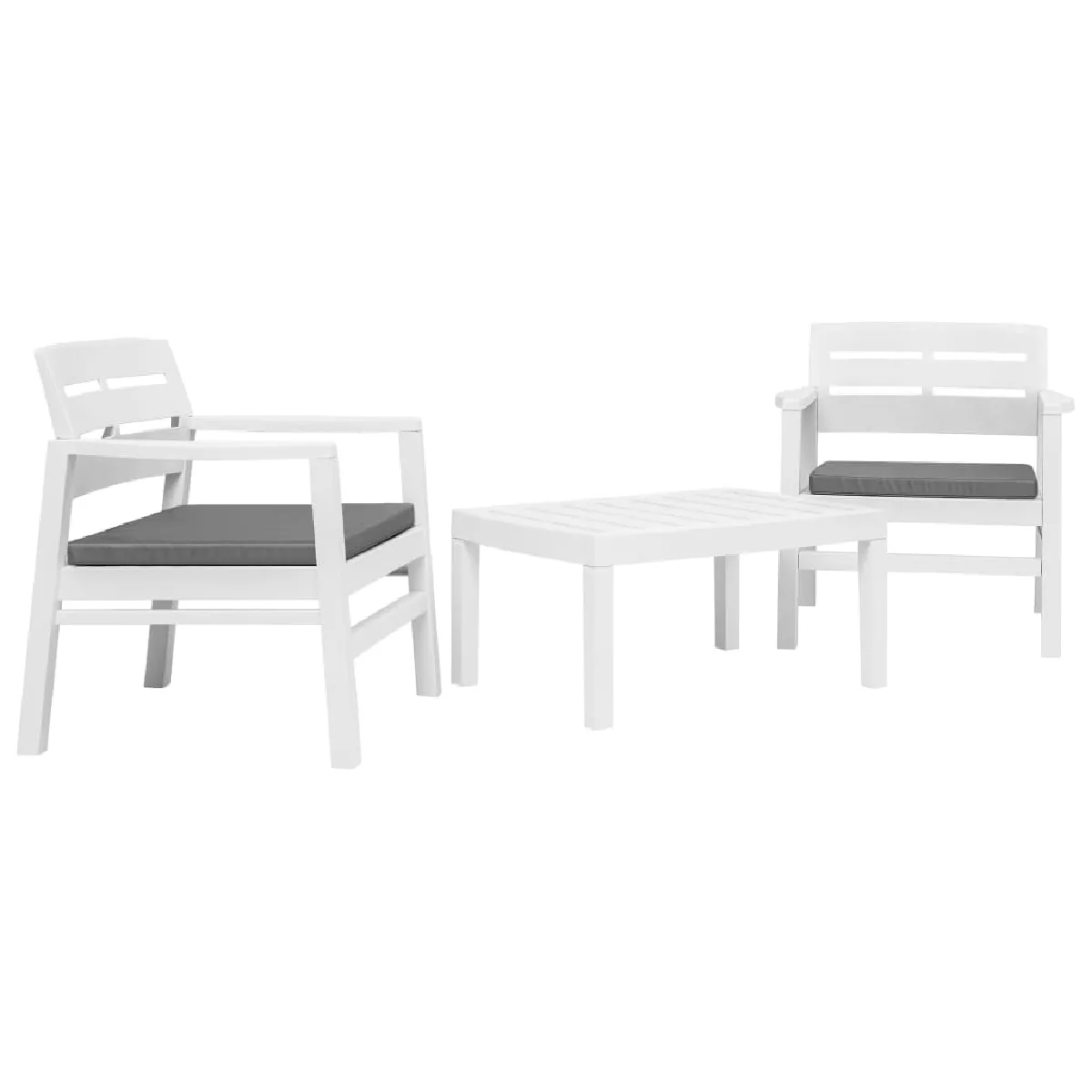 vidaXL Salon de jardin 3 pcs Blanc