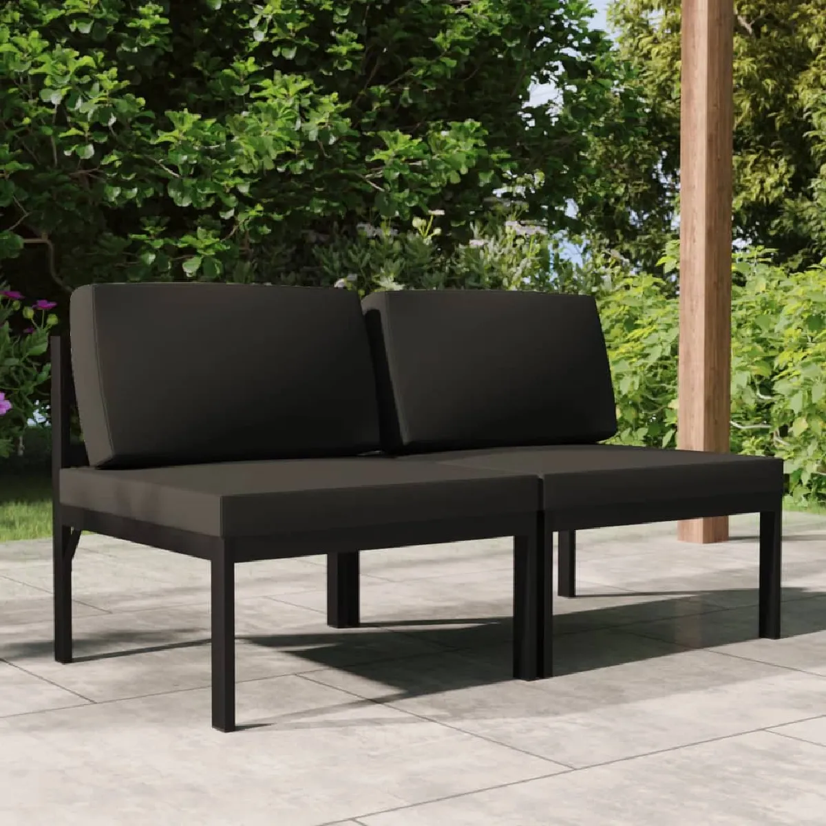 vidaXL Canapé de jardin 2 places avec coussins Aluminium ensemble de canapés de jardin ensemble de canapés 3107781 - vue 2