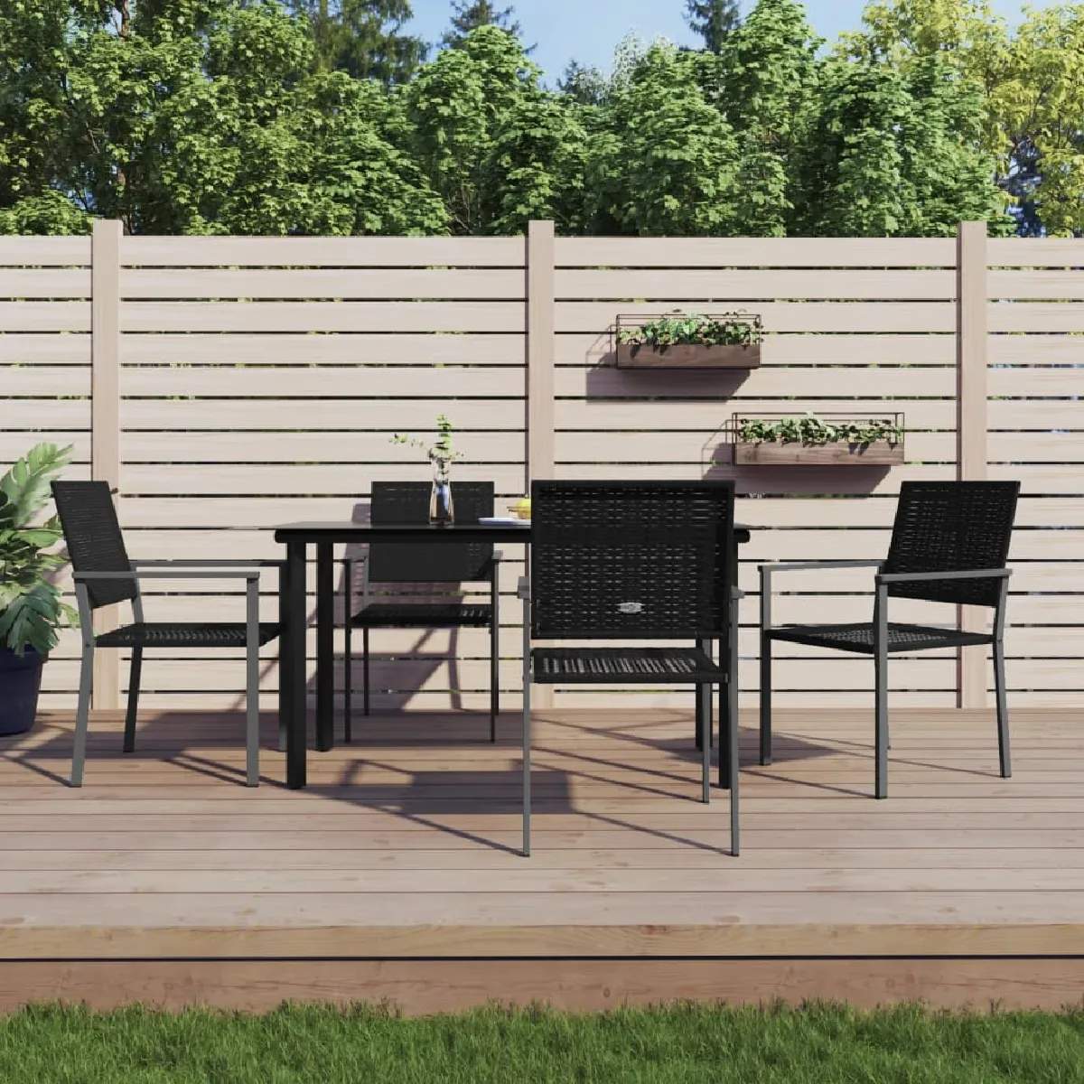vidaXL Dining Set extérieur 5 pcs Résine tressée Acier