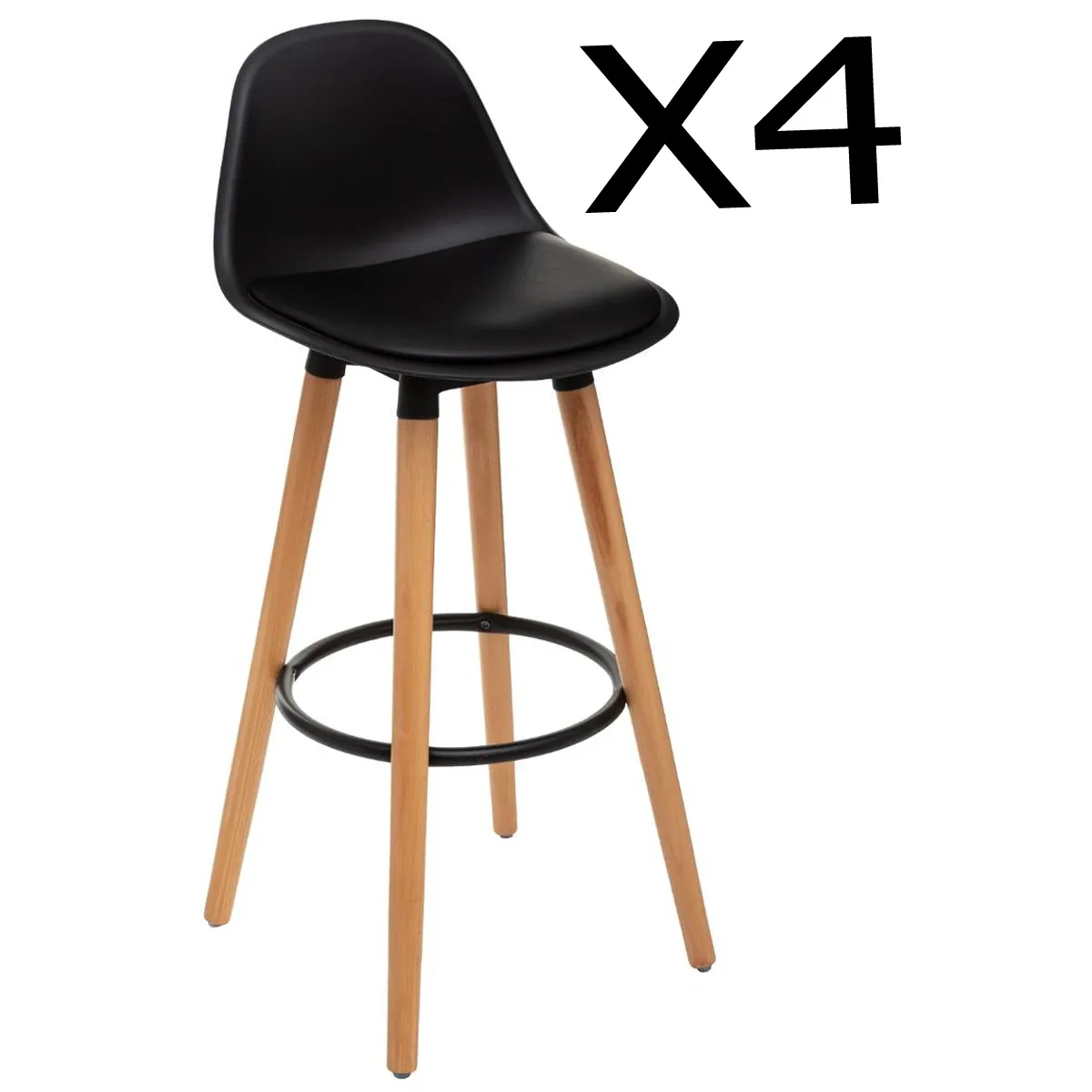 Pegane lot de 4 tabourets de bar - Noir Pegane lot de 4 tabourets de bar - Noir