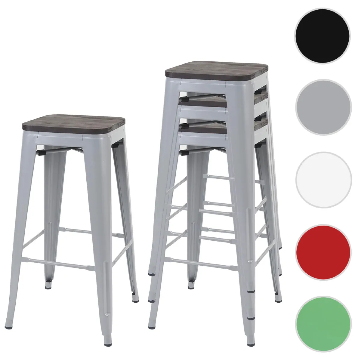 Mendler Gris Lot De 4 Tabourets De Bar