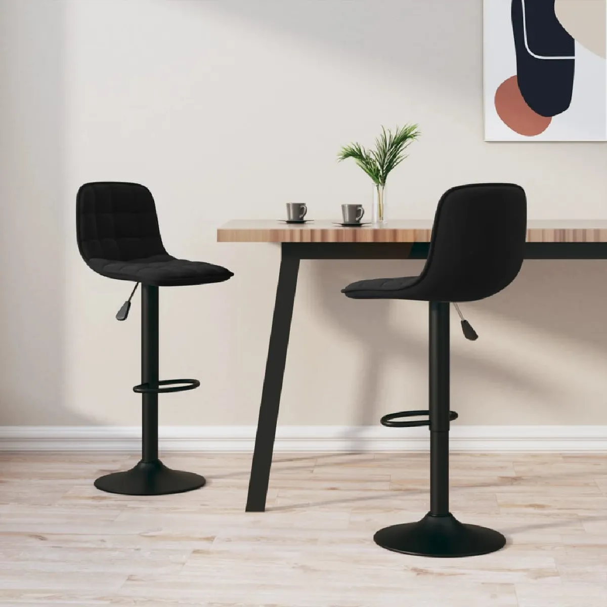 Vidaxl Noir Tabourets De Bar - Lot De 2