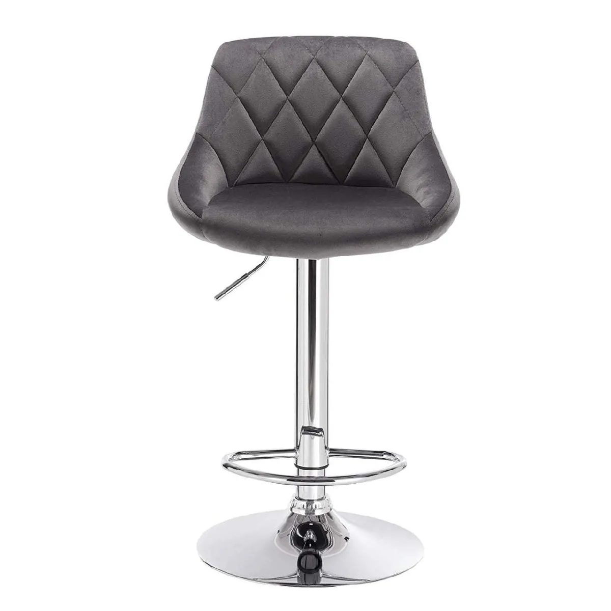 Tabouret De Bar En Velours Lot De 2 Pi&egrave;ces Gris Fonc&eacute; 19_0000395 