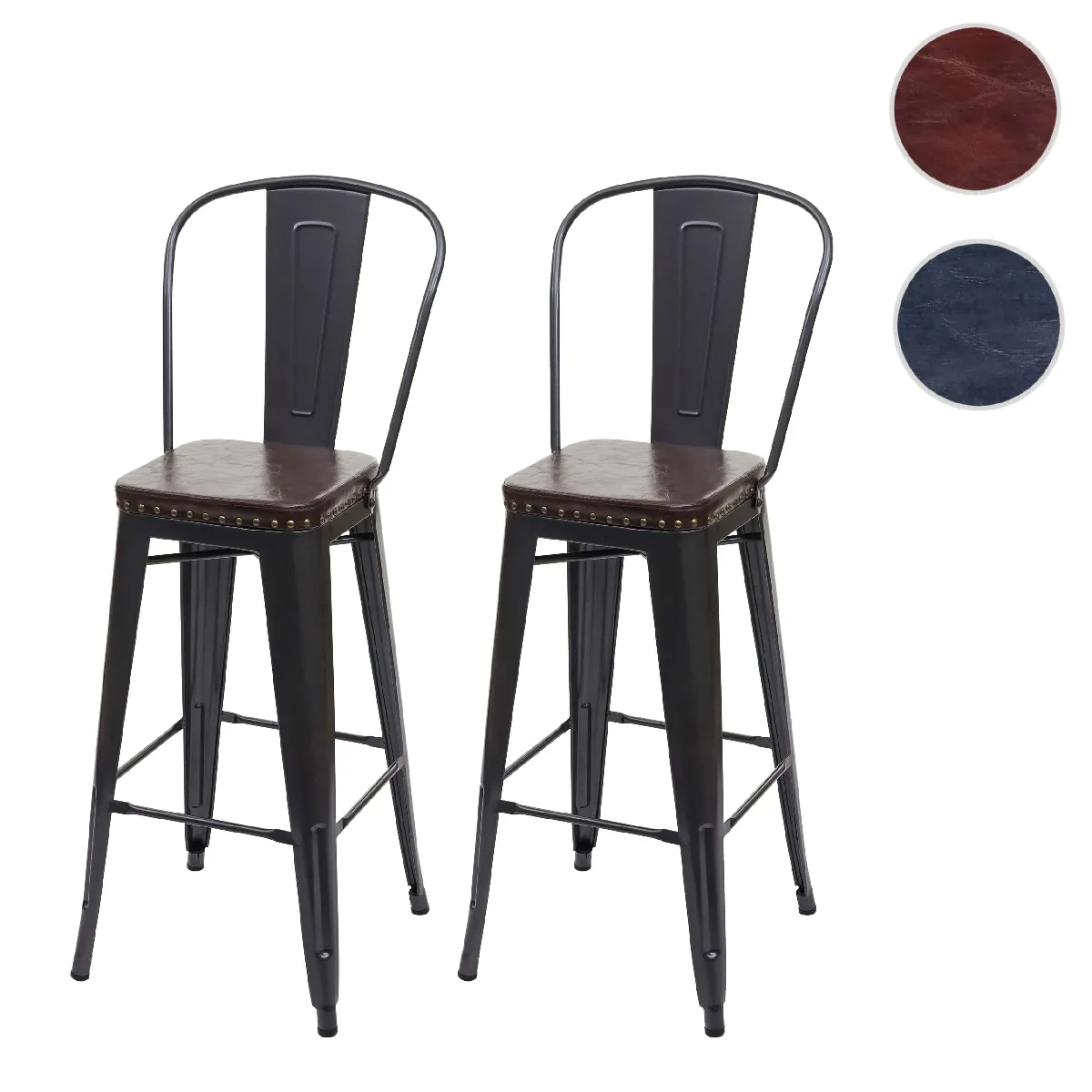 Mendler Lot de 2 tabourets de bar - Noir Mendler Lot de 2 tabourets de bar - Noir