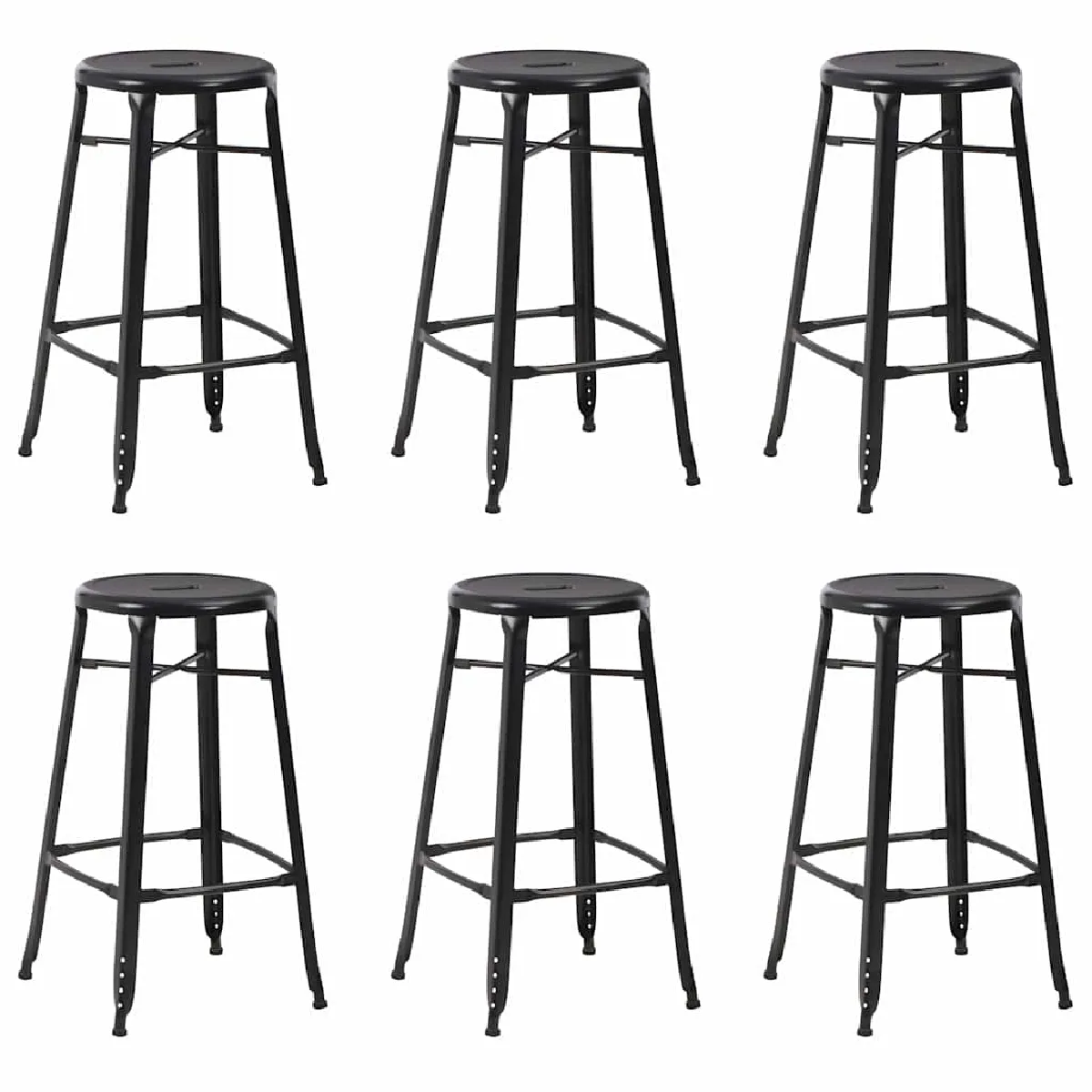 Vidaxl Noir Tabourets De Bar Lot De 6