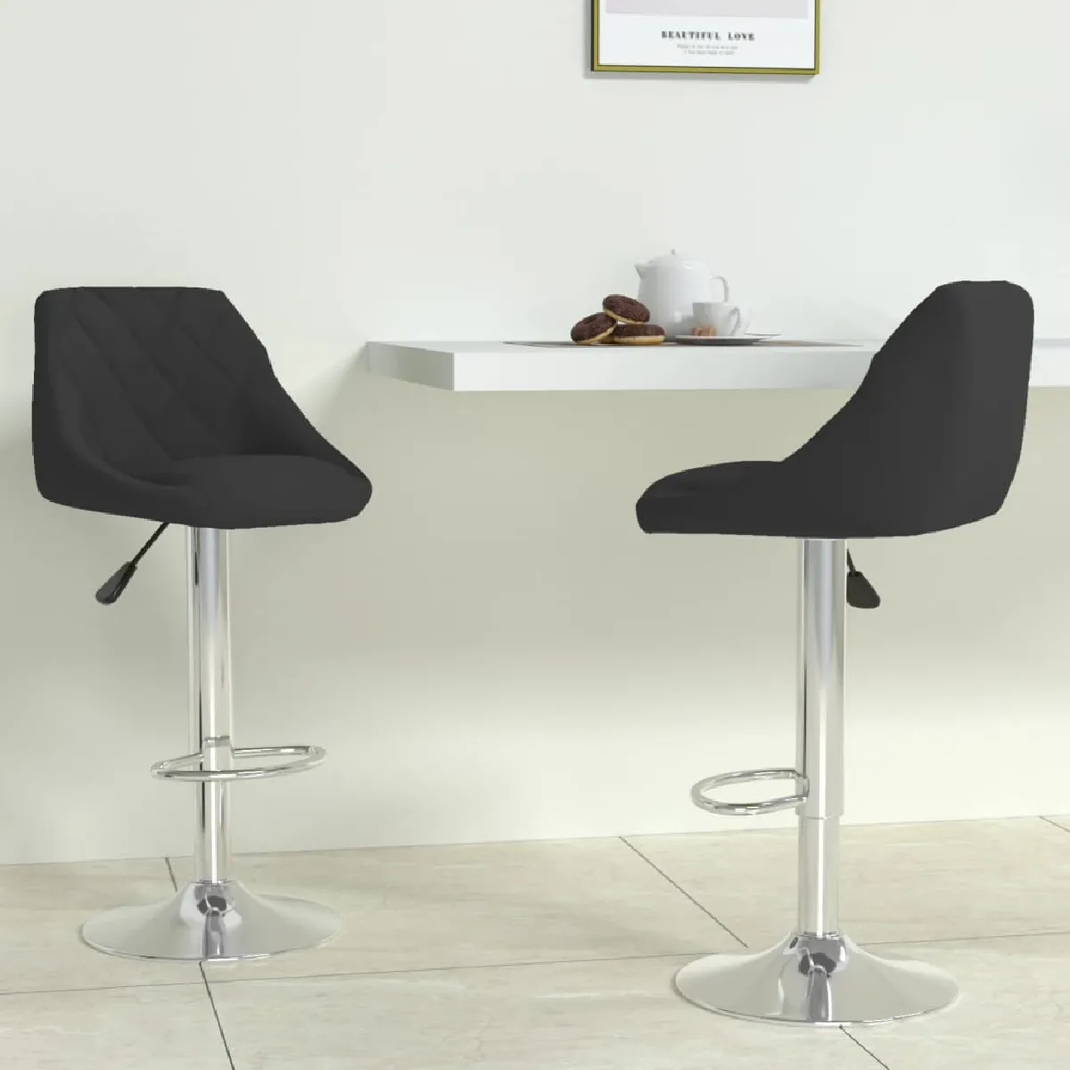 VIDAXL Tabourets de bar - Noir velours (Lot de 2)