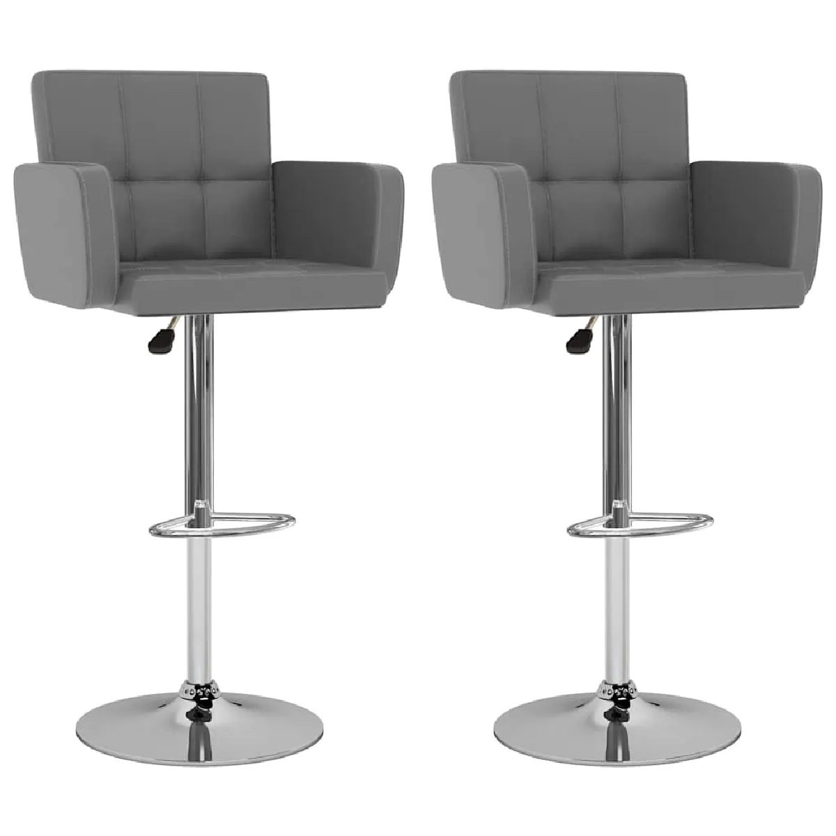 VIDAXL - Tabourets de bar - Lot de 2 - Gris - Similicuir - Image 3