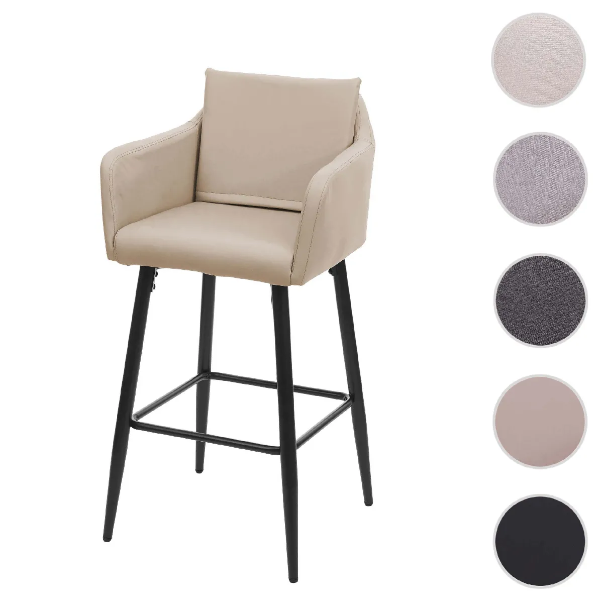 Mendler Tabouret De Bar En Similicuir - Taupe