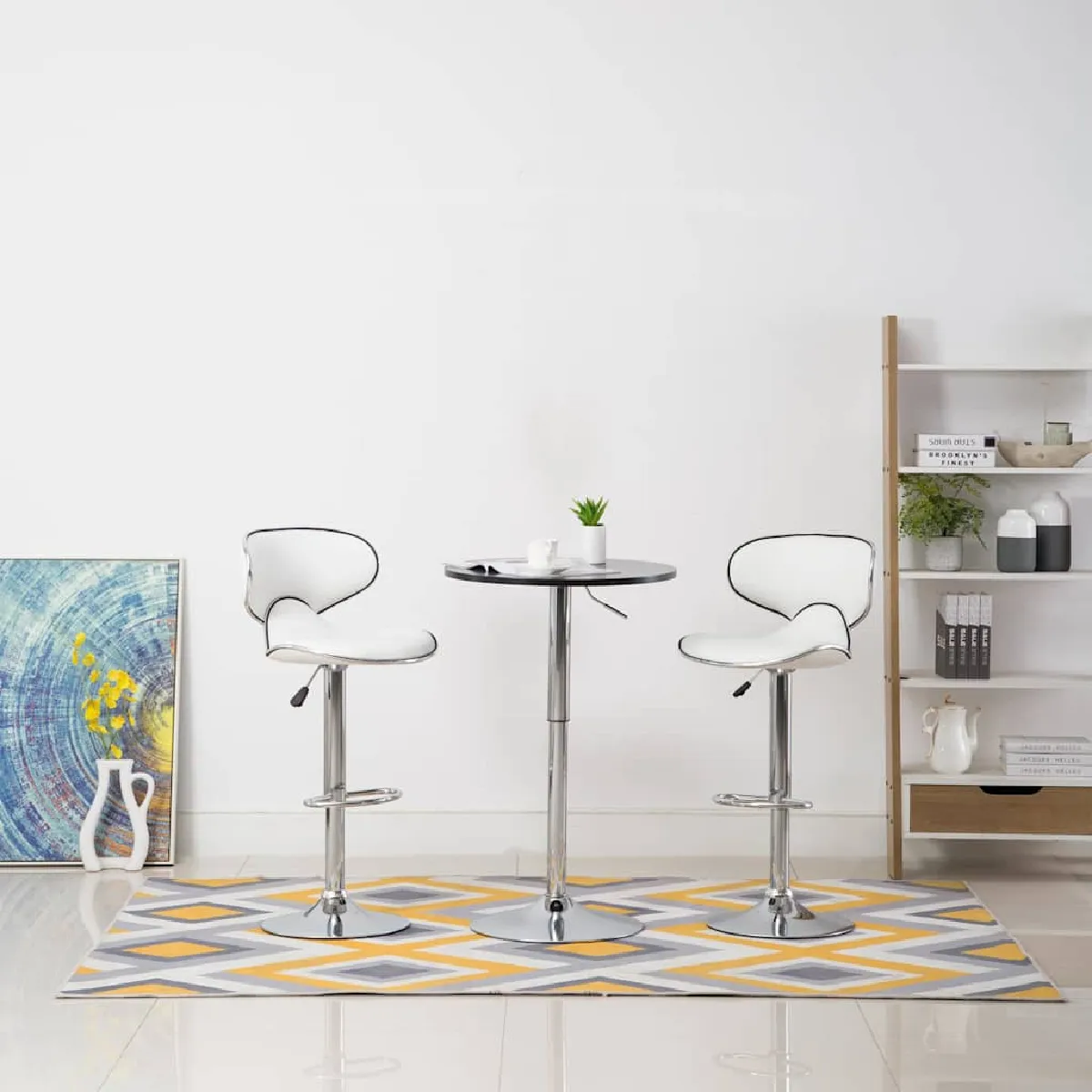 Vidaxl Blanc Tabourets De Bar 2 Pcs Similicuir - Image 2