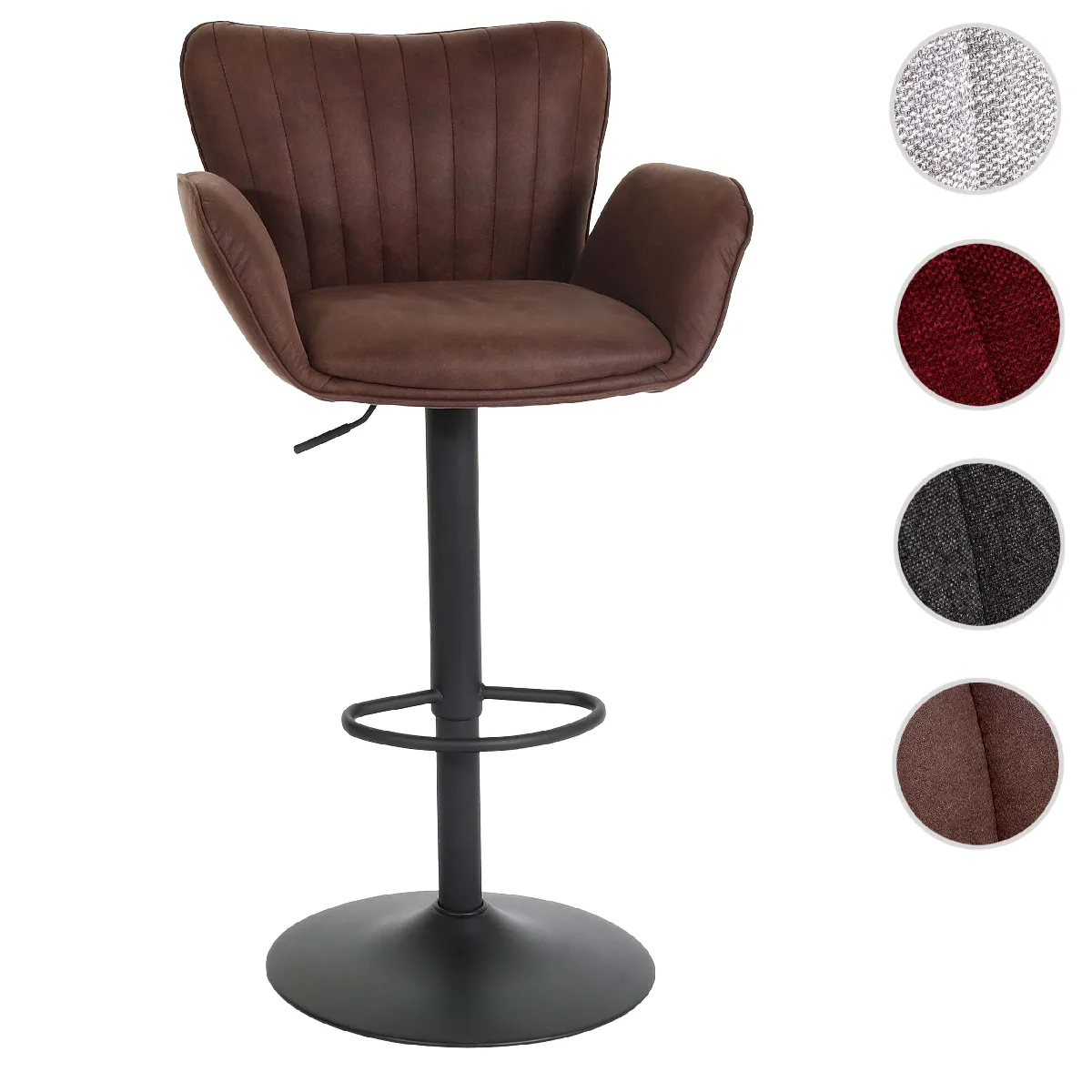 Mendler Tabouret De Bar Tissu - Brun Foncé
