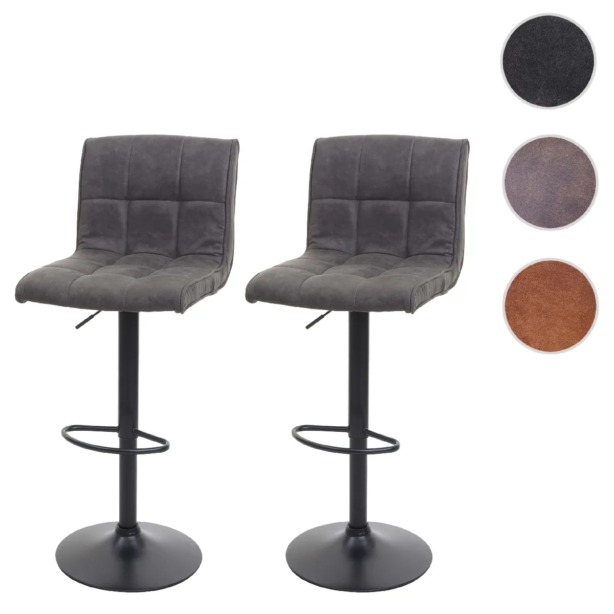 Mendler Gris Lot De 2 Tabourets De Bar - Foncé