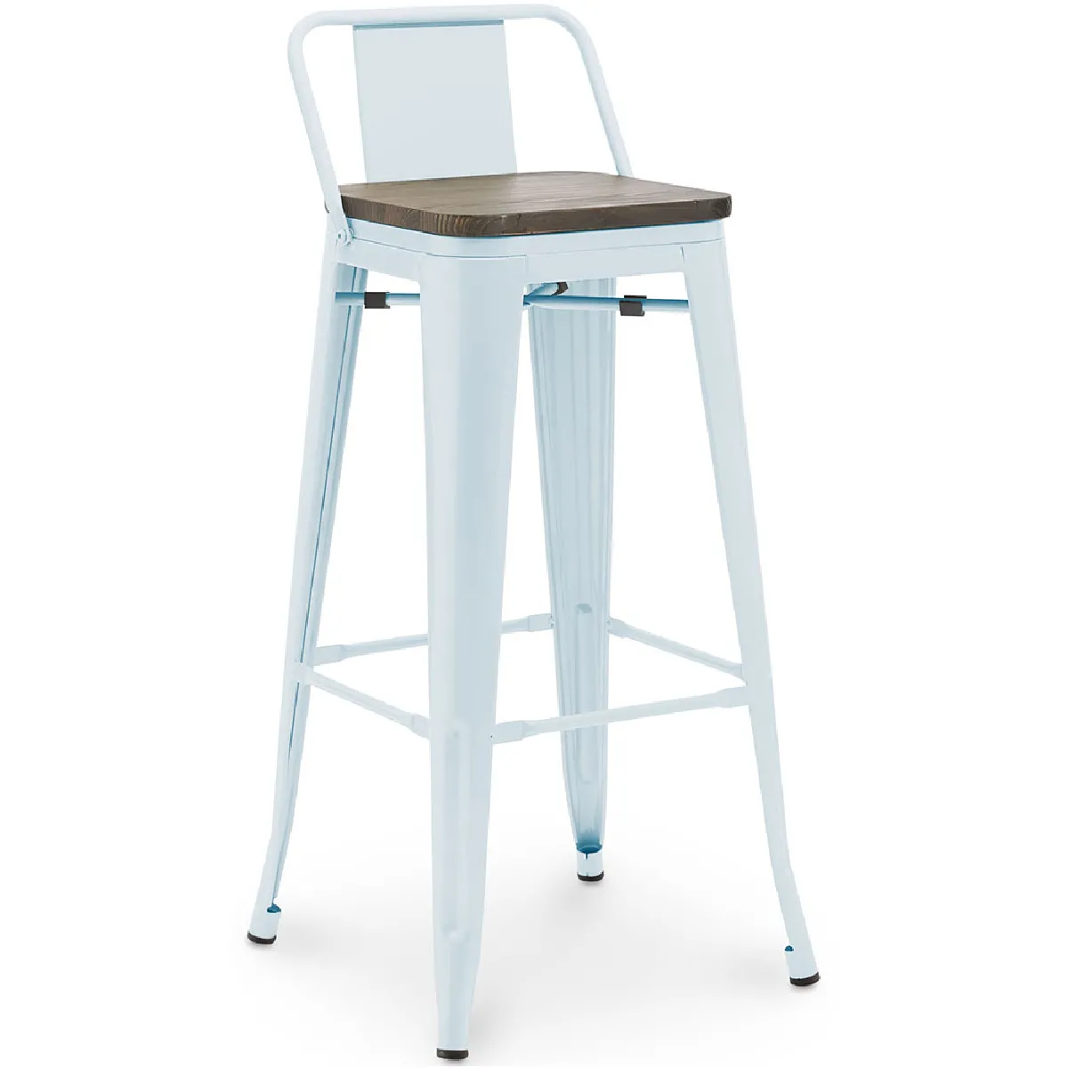Tabouret de Bar - Design Industriel - Bois et Acier - 76cm - Stylix Bleu clair Tabouret de Bar - Design Industriel - Bois et Acier - 76cm - Stylix Bleu clair