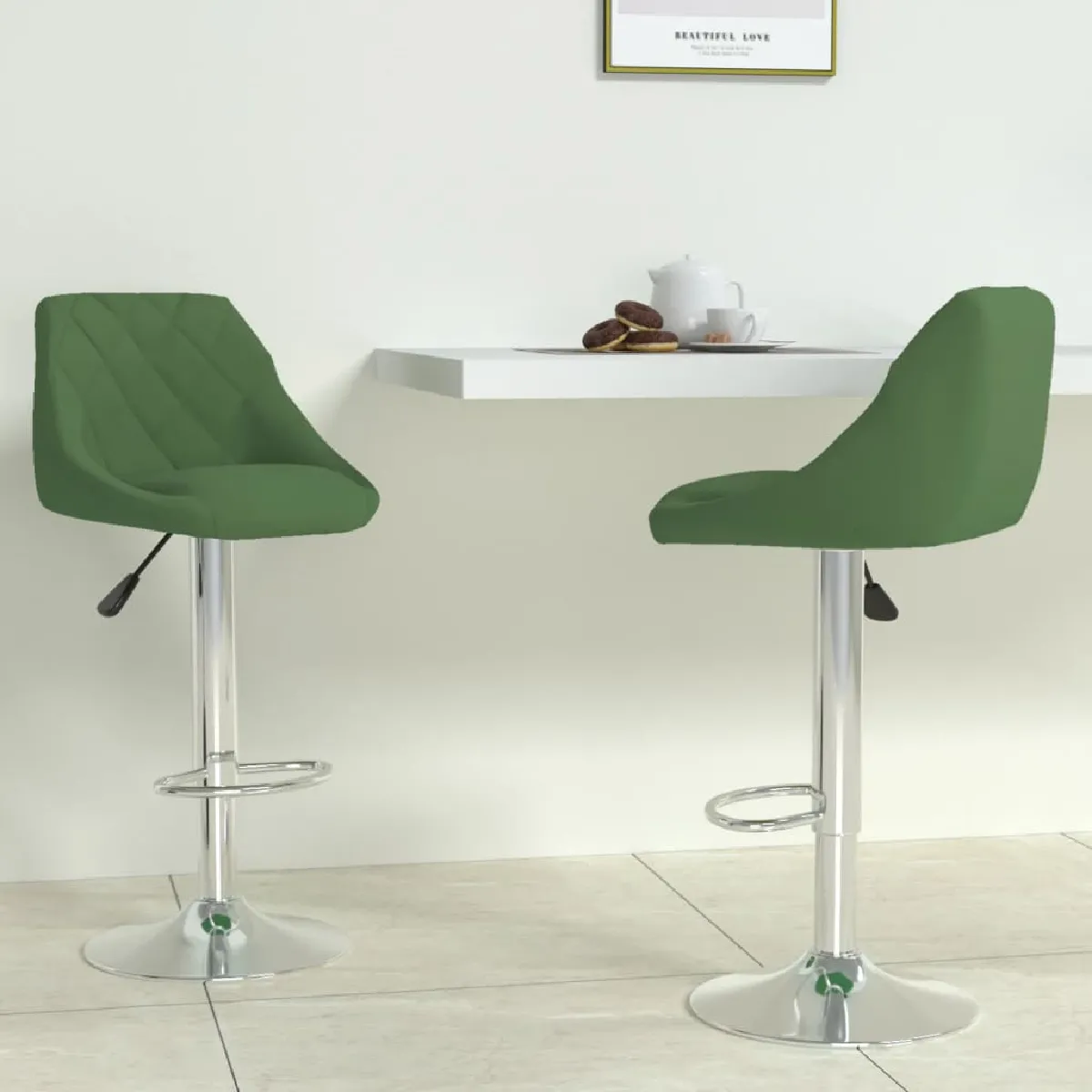 vidaXL Tabourets de Bar Velours Lot de 2 - vue 4