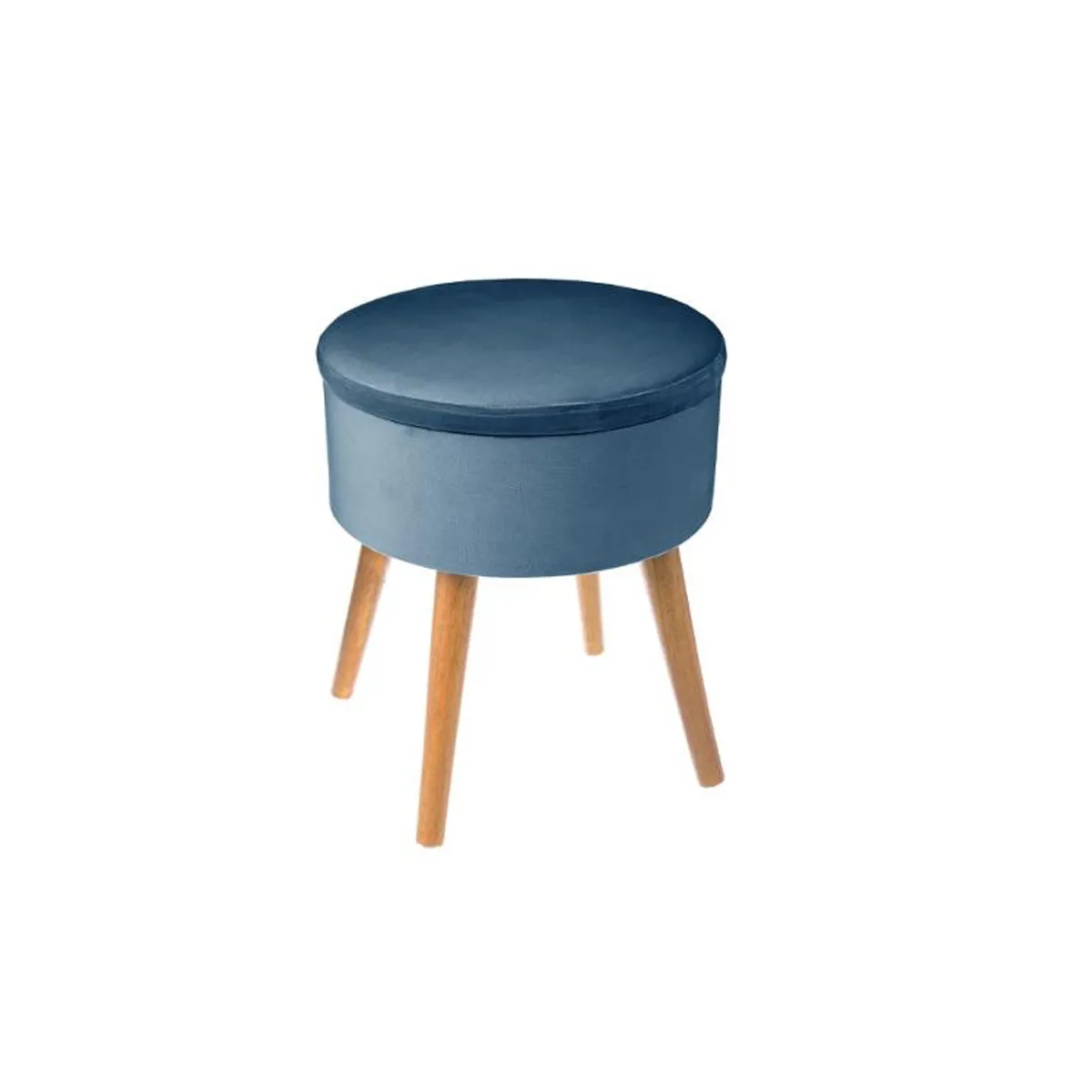 ATMOSPHERA - Tabouret Coffre - Velours - Bleu - Petit - Image 3