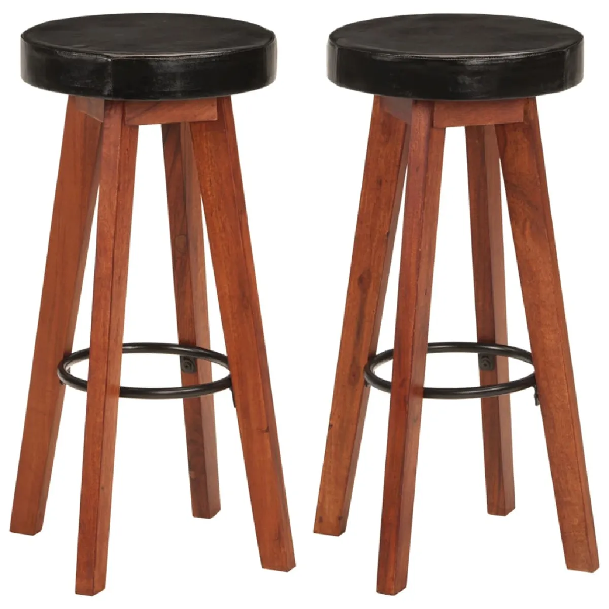vidaXL Tabourets Cuir et Acacia