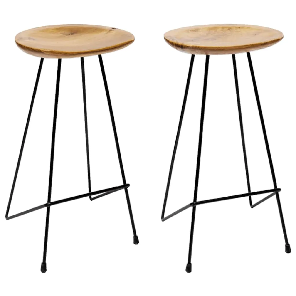 Non Communiqué Brun Tabourets De Bar Lot De 2 Bois De Teck Massif - Image 3