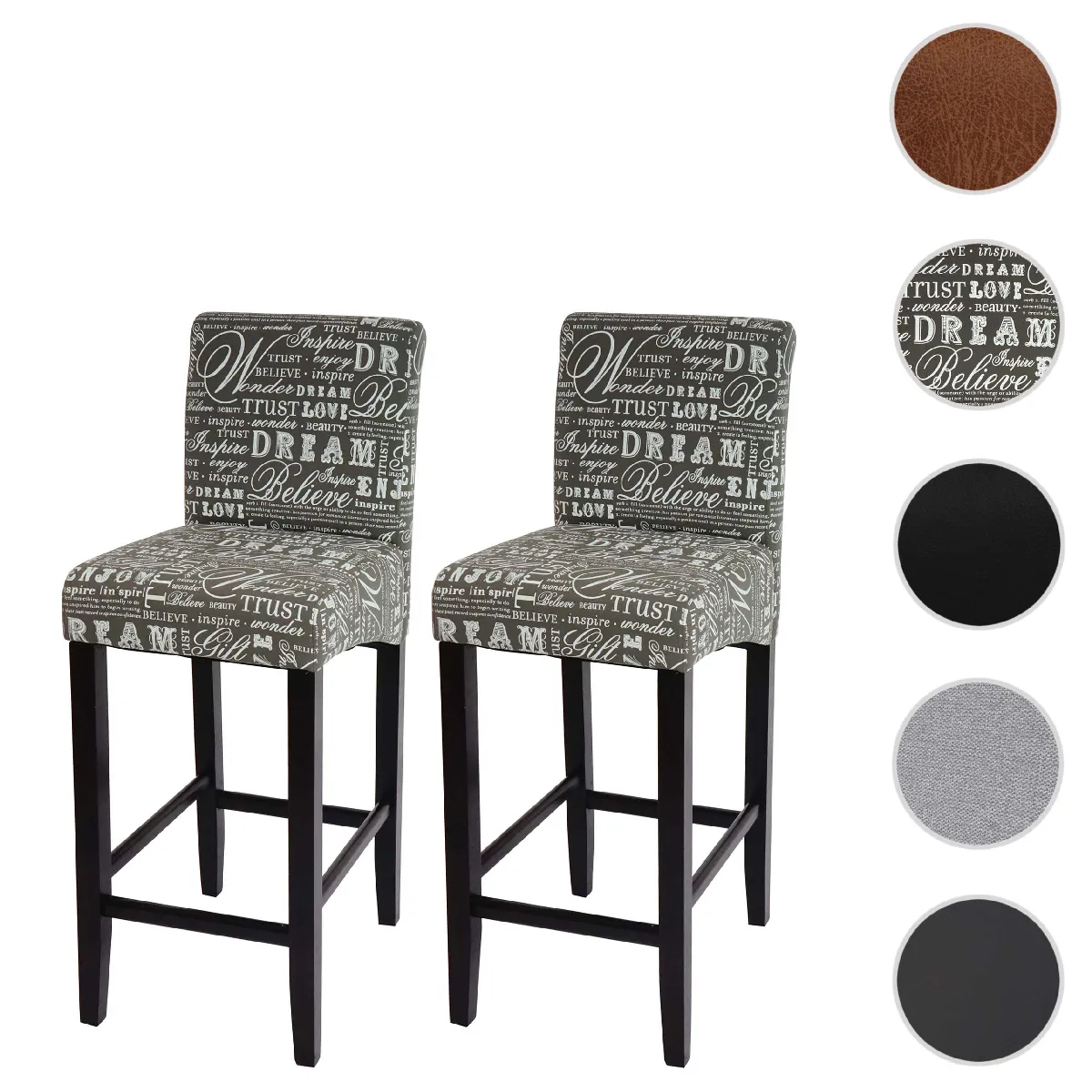Mendler Gris Lot De 2 Tabourets De Bar