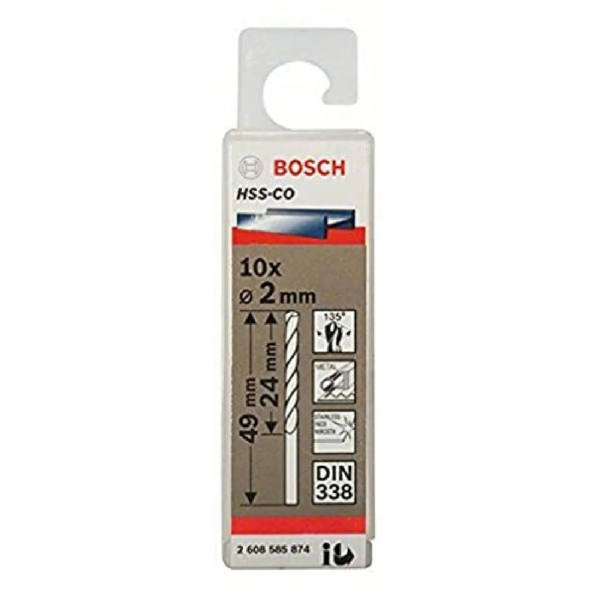 Bosch Foret Métal Hss-Co Din 338 - 2 Mm