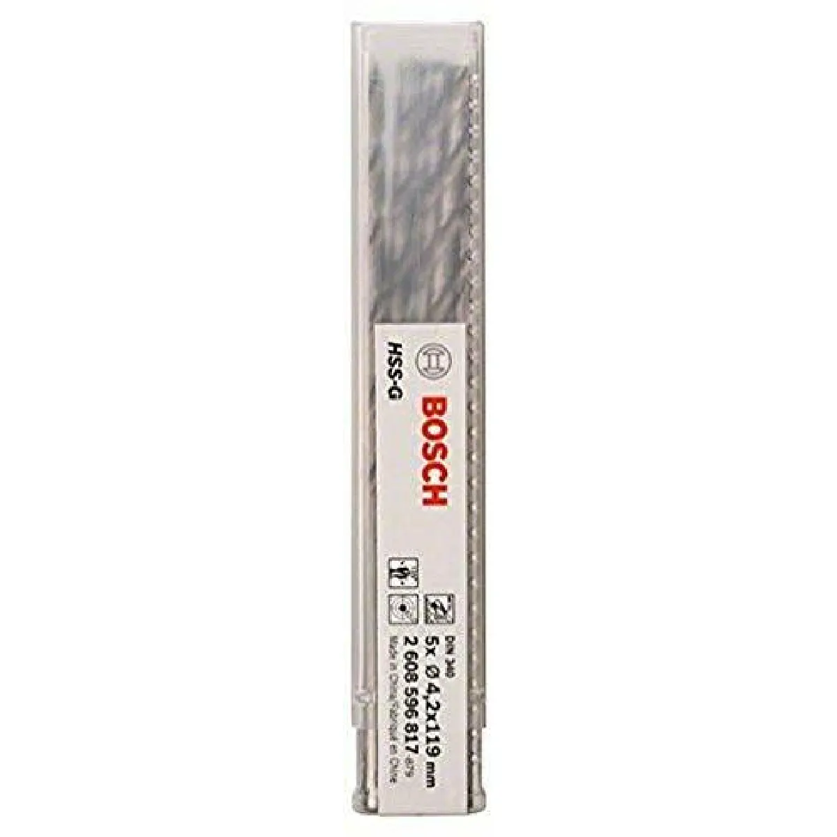 Foret À Métaux HSS-G Bosch 2608596817 – Ø 4,2 mm, Lot de 5, Longueur 119 mm