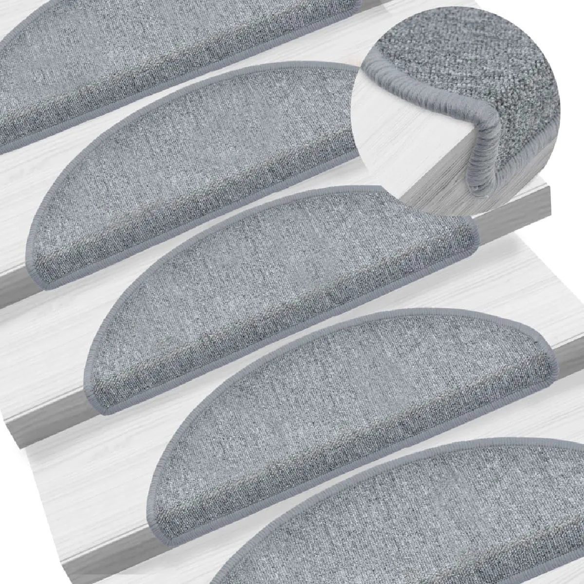 Decoshop26 Tapis d'escalier - Gris clair