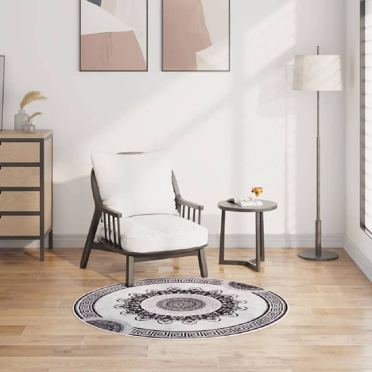 VIDAXL - Tapis rond - Cuir - 120 cm - Image 2