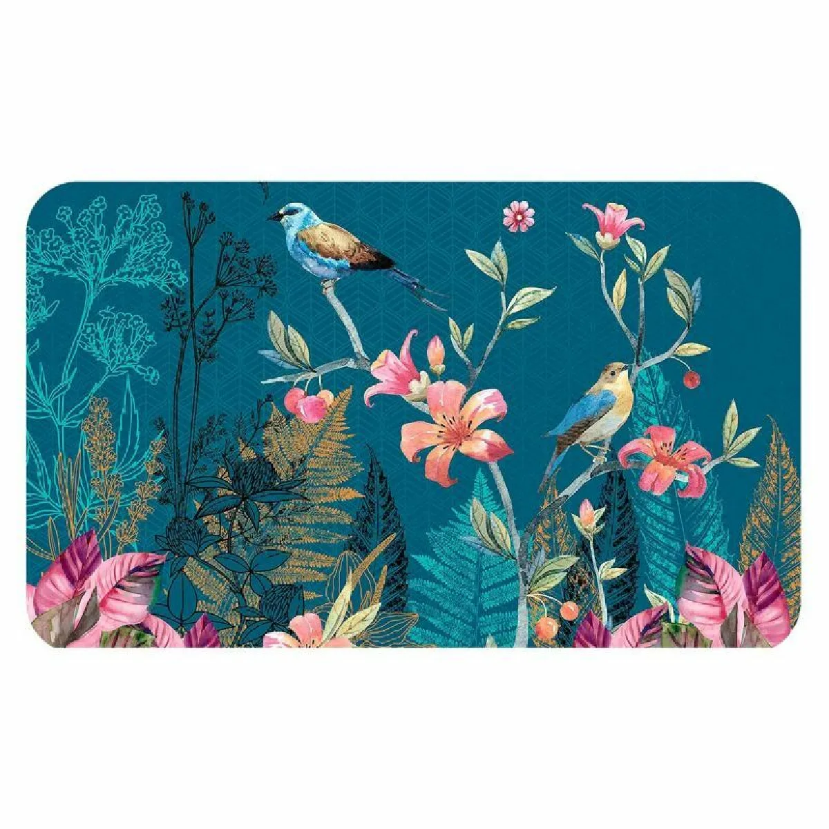Non Communiqué Bleu Tapis Déco Imprimé "Alouette" 45X75cm - Image 3