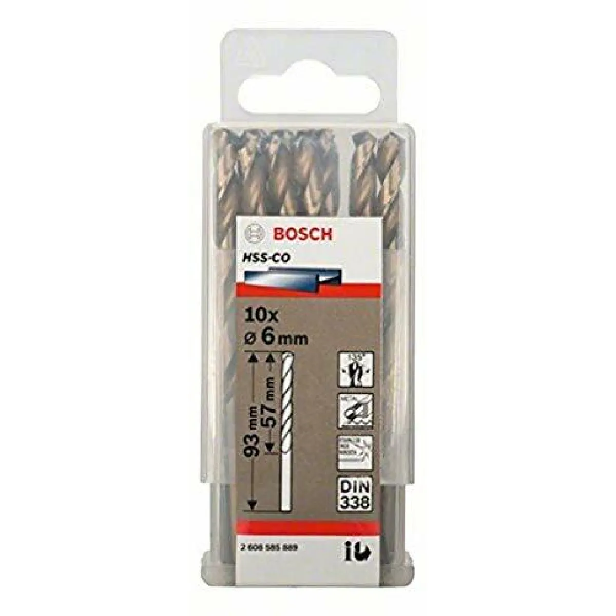 Bosch Forets à métaux rectifiés HSS-Co - DIN 338 - ø 6.0 mm - Lot de 10