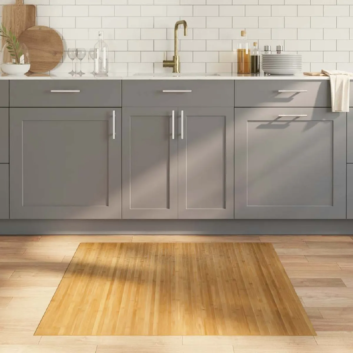 VidaXL Tapis Bambou Naturel 100x100 cm - vue 1