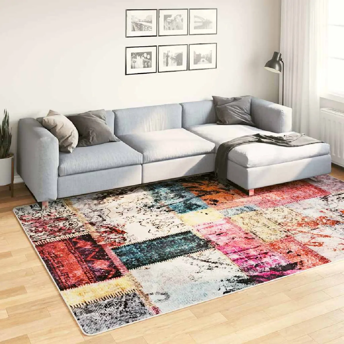 Non Communiqué Multicolore Vidaxl Vloerkleed Wasbaar Anti-Slip Patchwork 190X300 Cm Meerkleurig337968 - Image 3