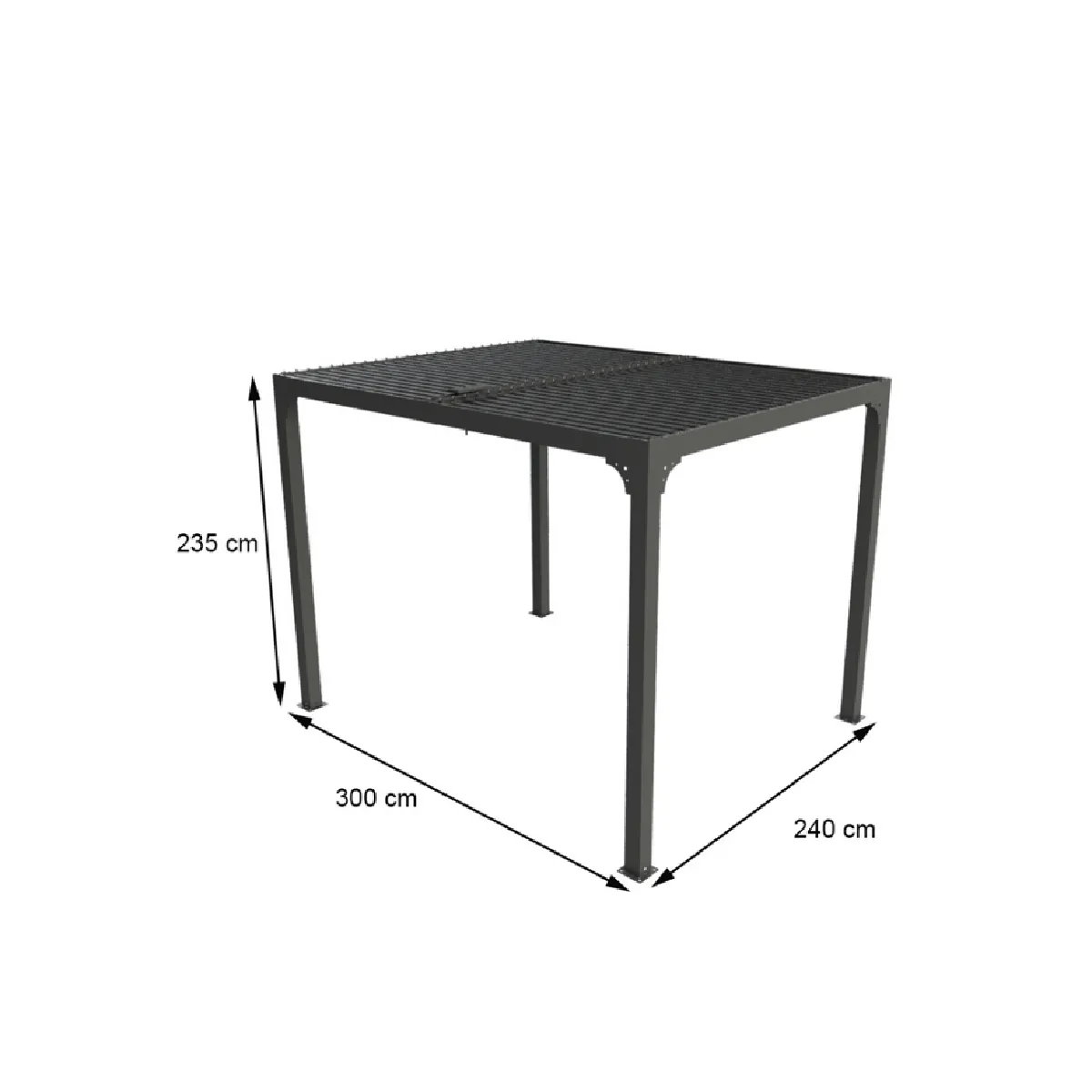 Pergola Bioclimatique Aluminium Balcon Et Terrasse 7,20 M2 Gris Anthracite - PER2430BI