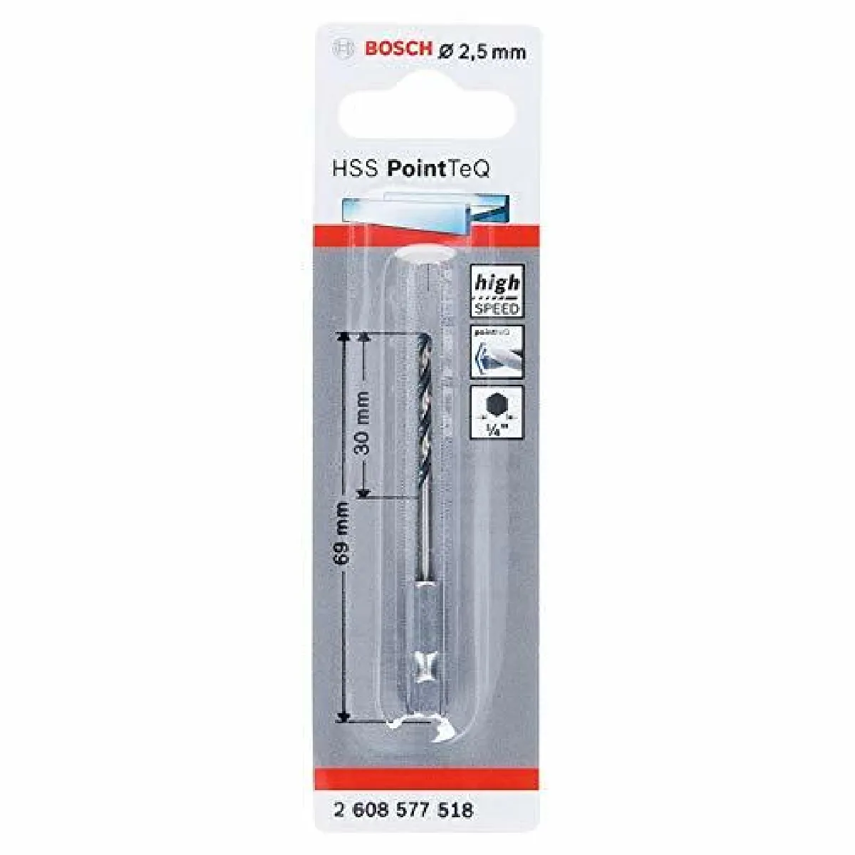 Foret Hélicoïdal Bosch 2608577518 – HSS PointTeQ, Diamètre 2,5 mm