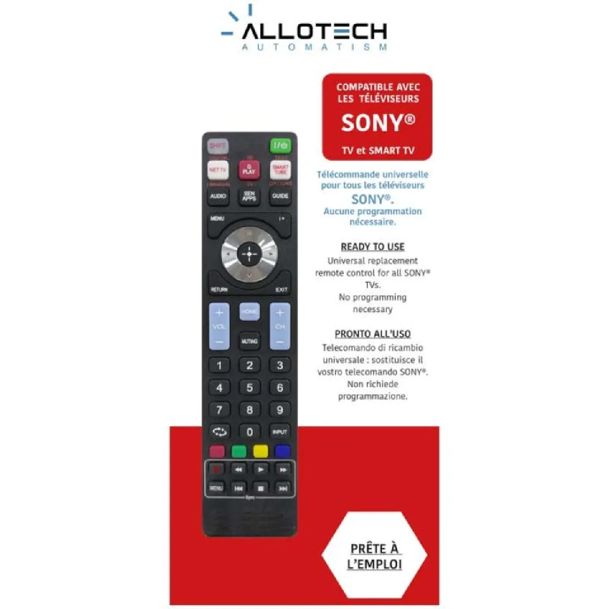 ALLOTECH  T&eacute;l&eacute;commande TV pour Sony - Noir