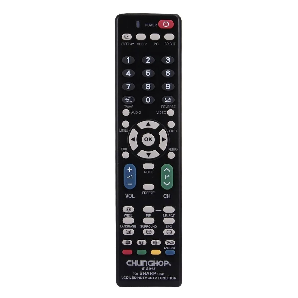 Yonis Noir Télécommande Universelle Télévision Sharp Ledtv Lcdtv Hdtv 3Dtv Piles Aaa