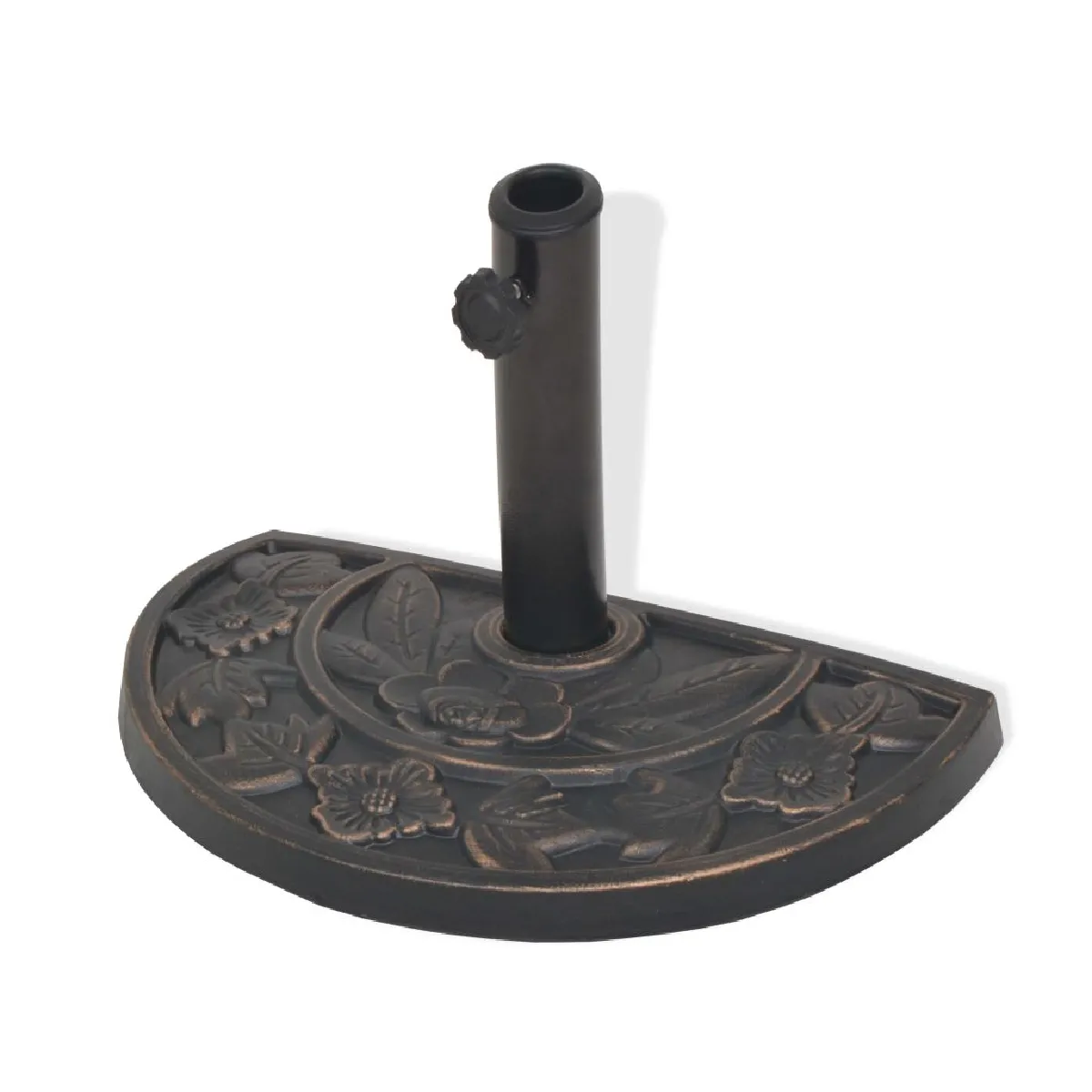 Socle pied de parasol en r&eacute;sine demi-cercle diam&egrave;tre 38 et 48 mm bronze 9 kg