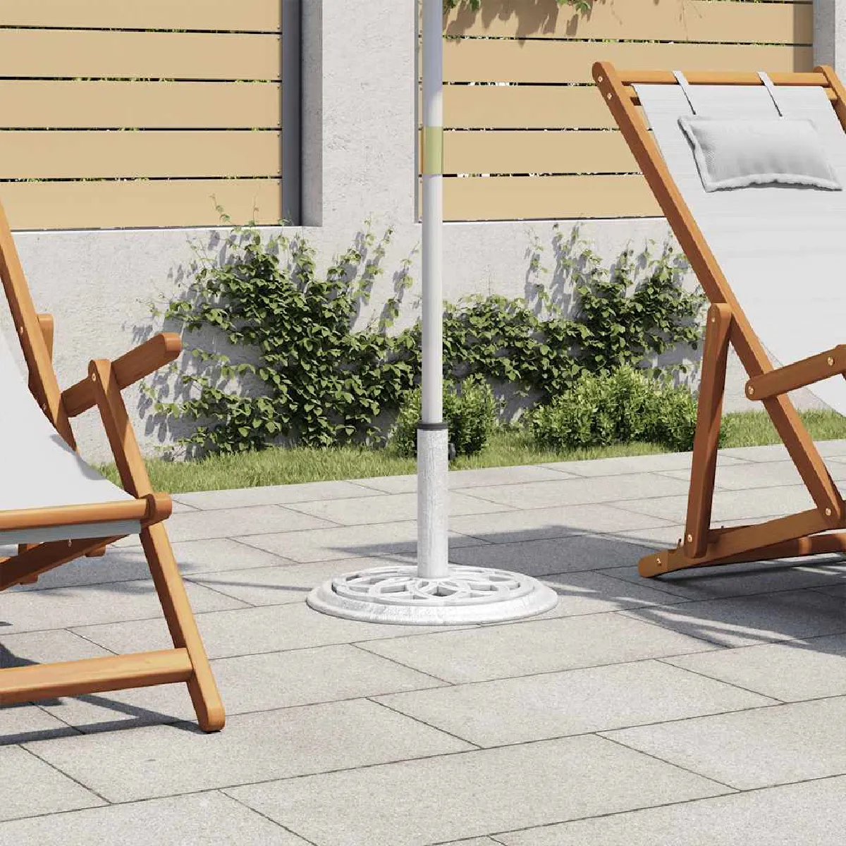 Vidaxl Socle de parasol Blanc 44x44x31 cm Fonte
