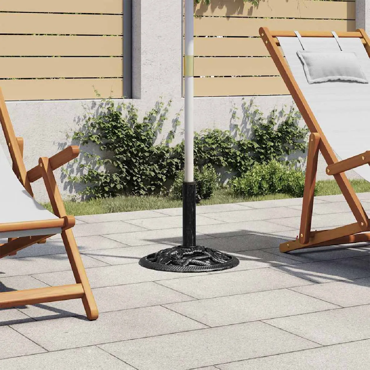 Vidaxl Socle de parasol Noir 40x40x32 cm Fonte 317755