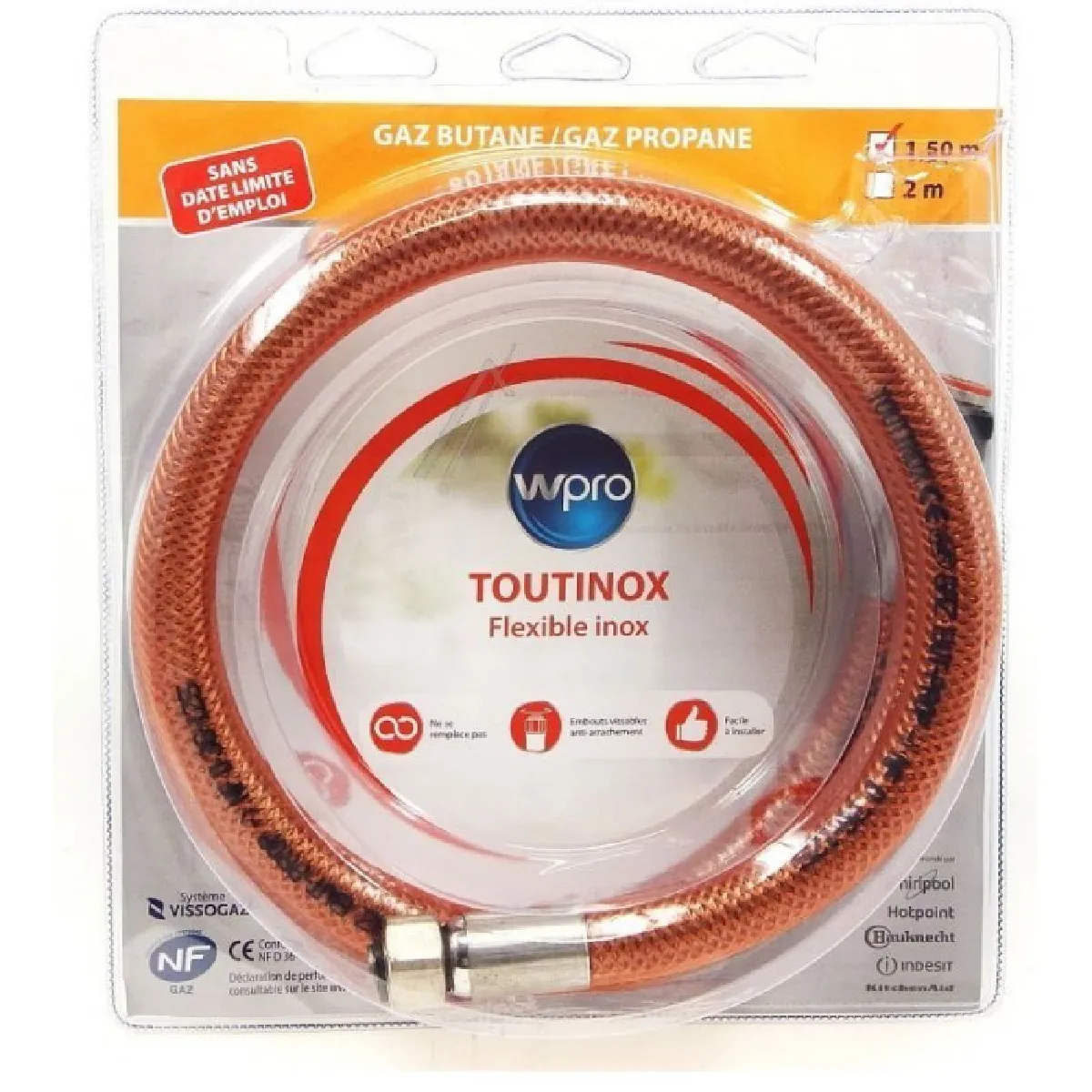 Whirlpool Tuyau Gaz Butane 1.5m Toutinox