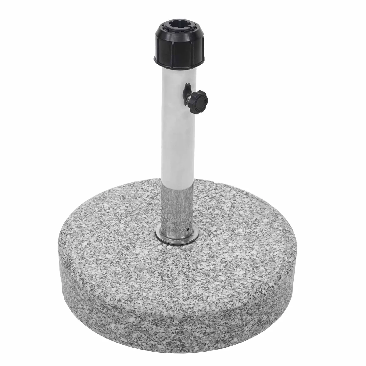 Pied de parasol support granit 24kg rond gris poignees de transport