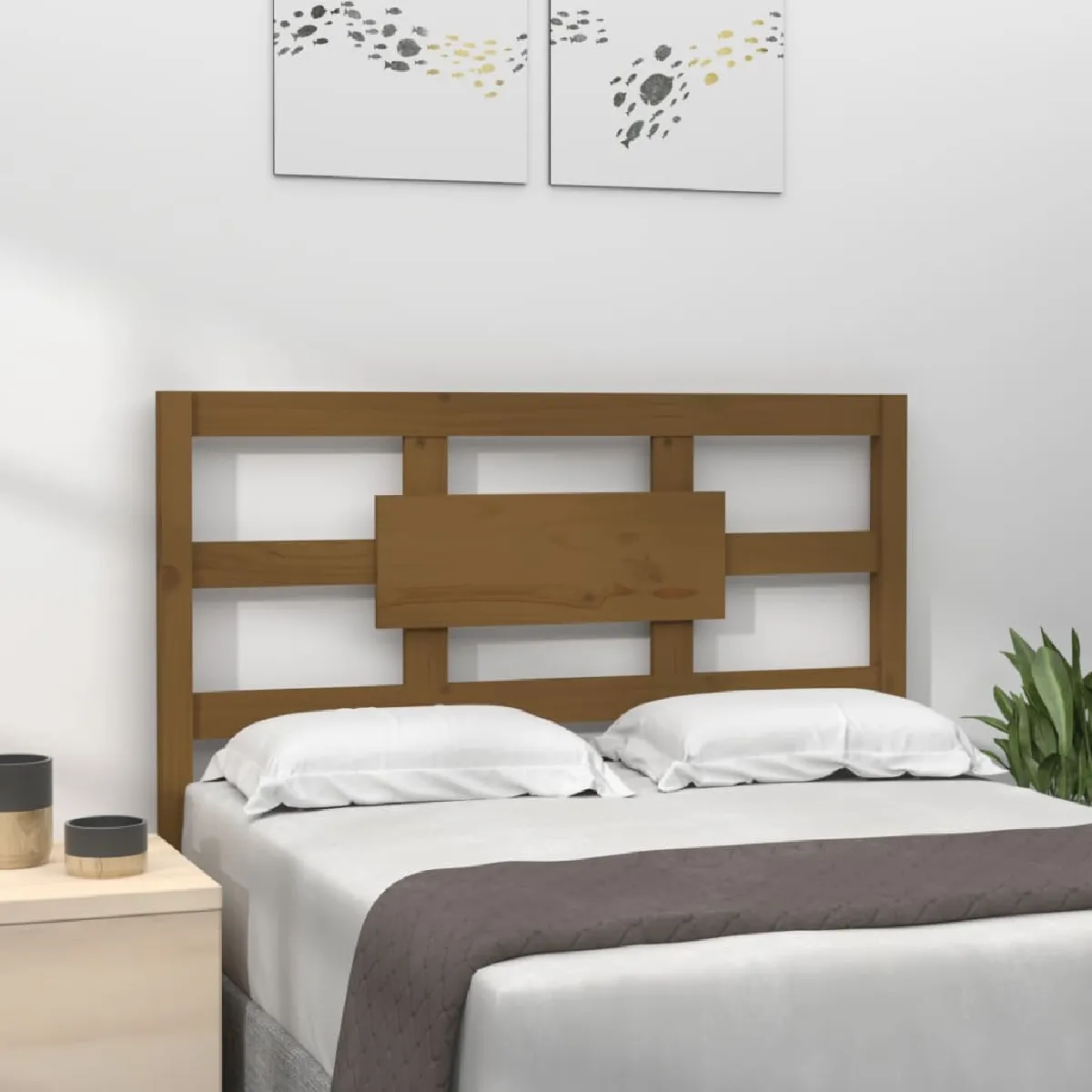 Vidaxl Tête de lit Marron miel 80,5x4x100 cm Bois massif de pin 818018 - vue 1