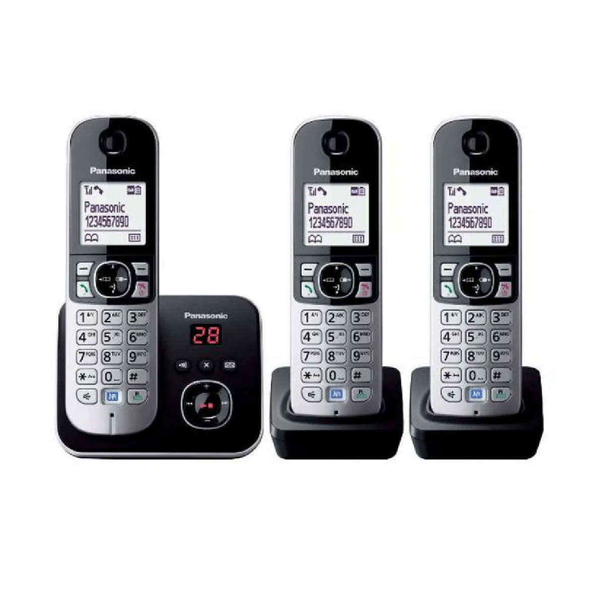 Panasonic KX TG6823 Téléphone sans fil système de répondeur avec ID d'appelant DECT\\GAP + 2 combinés supplémentaires - vue 2