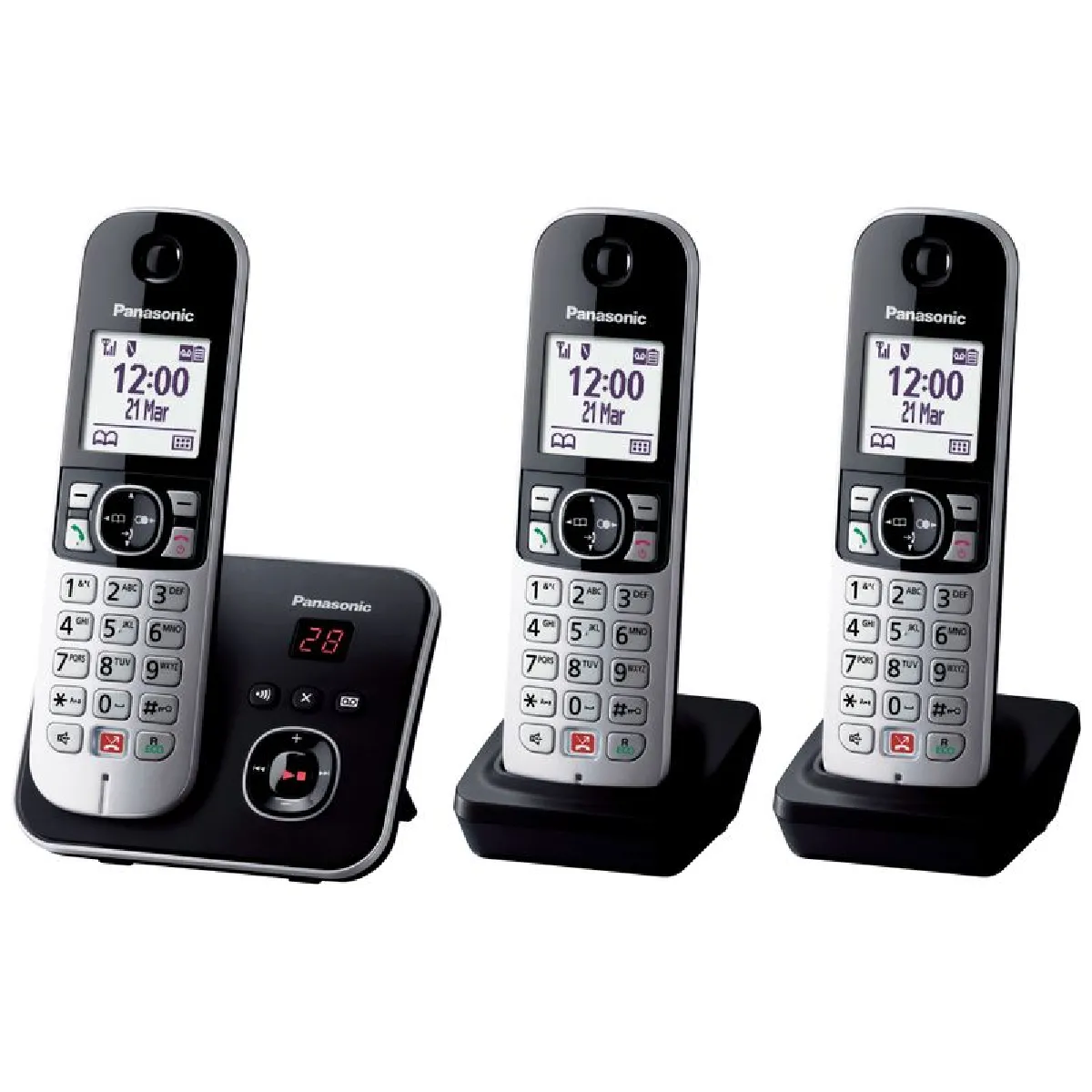Téléphone Fixe Sans Fil Panasonic KX-TG6863FRB Trio – Répondeur, Blocage d'Appels