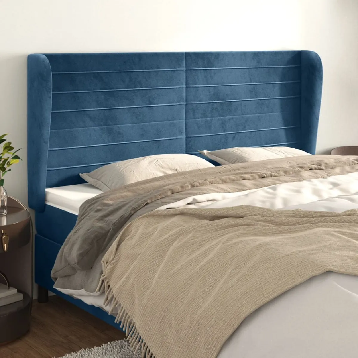 Vidaxl Tête de lit avec oreilles Gris clair 203x23x118-128 cm Velours3117742 - vue 3