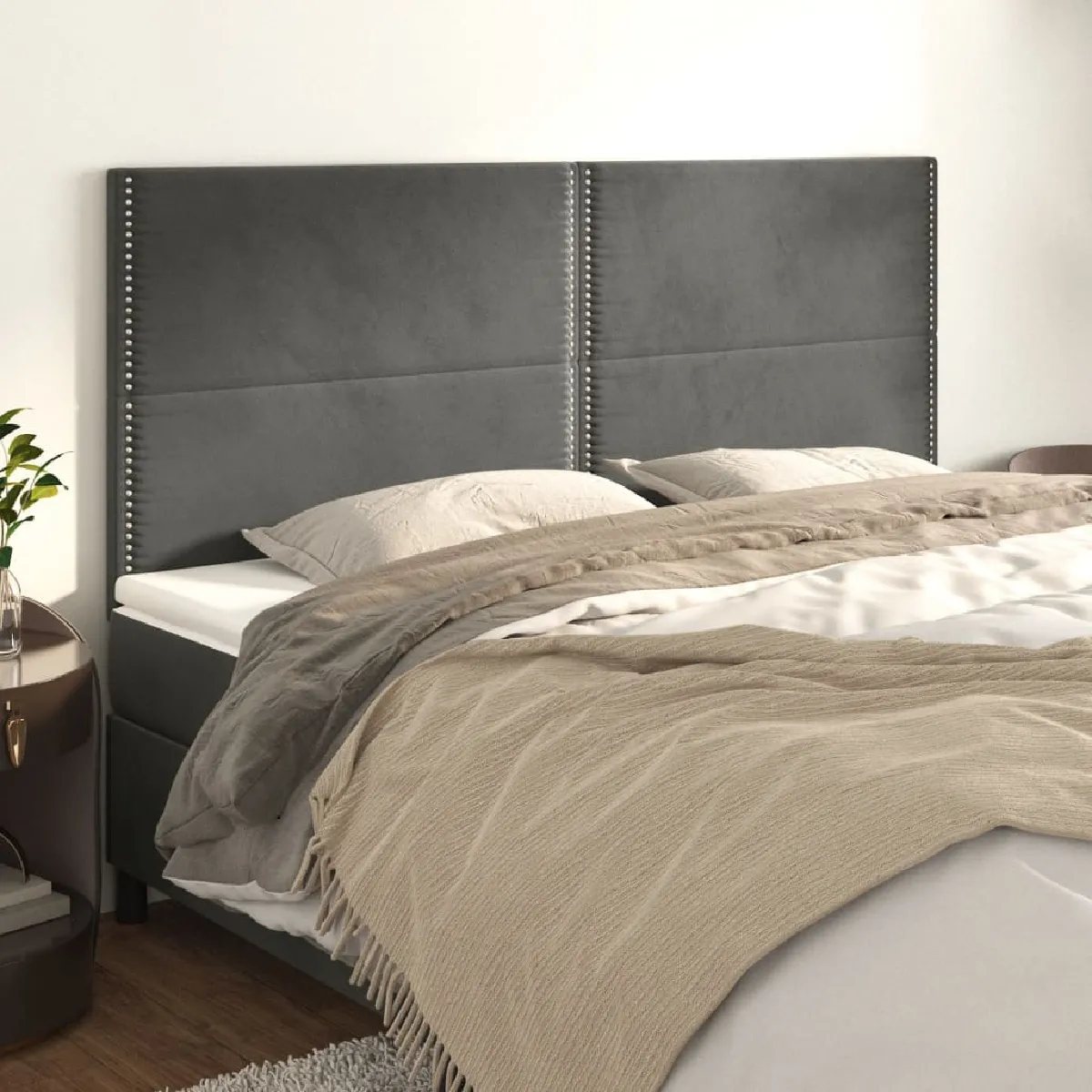 Vidaxl Têtes de lit 4 pcs - Gris foncé