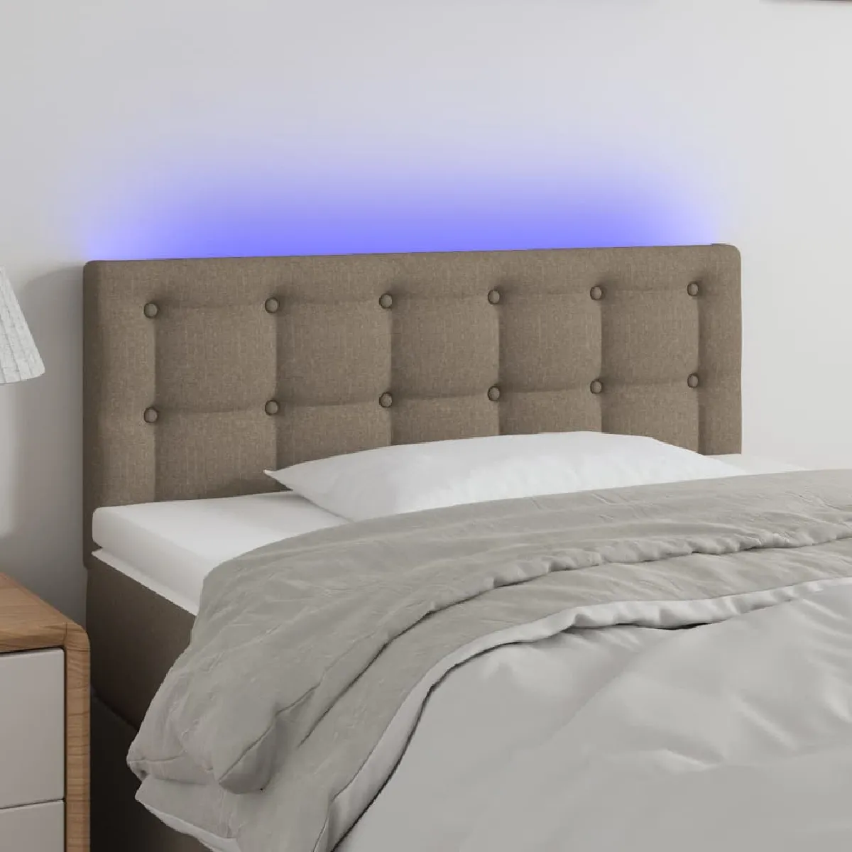 vidaXL Tête de lit à LED - Taupe tissu