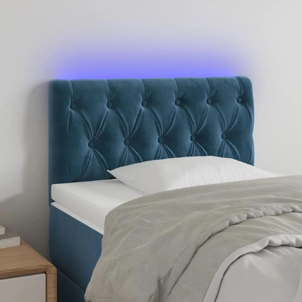vidaXL Tête de lit à LED Bleu fonc é